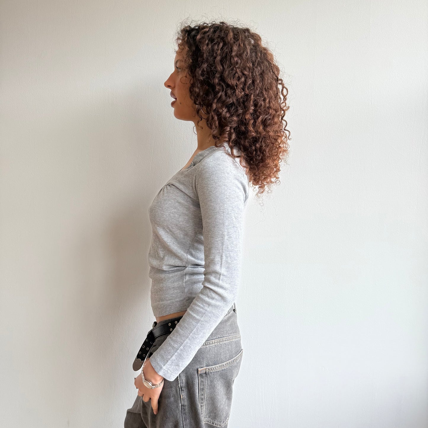 Grey button long sleeve - Size S