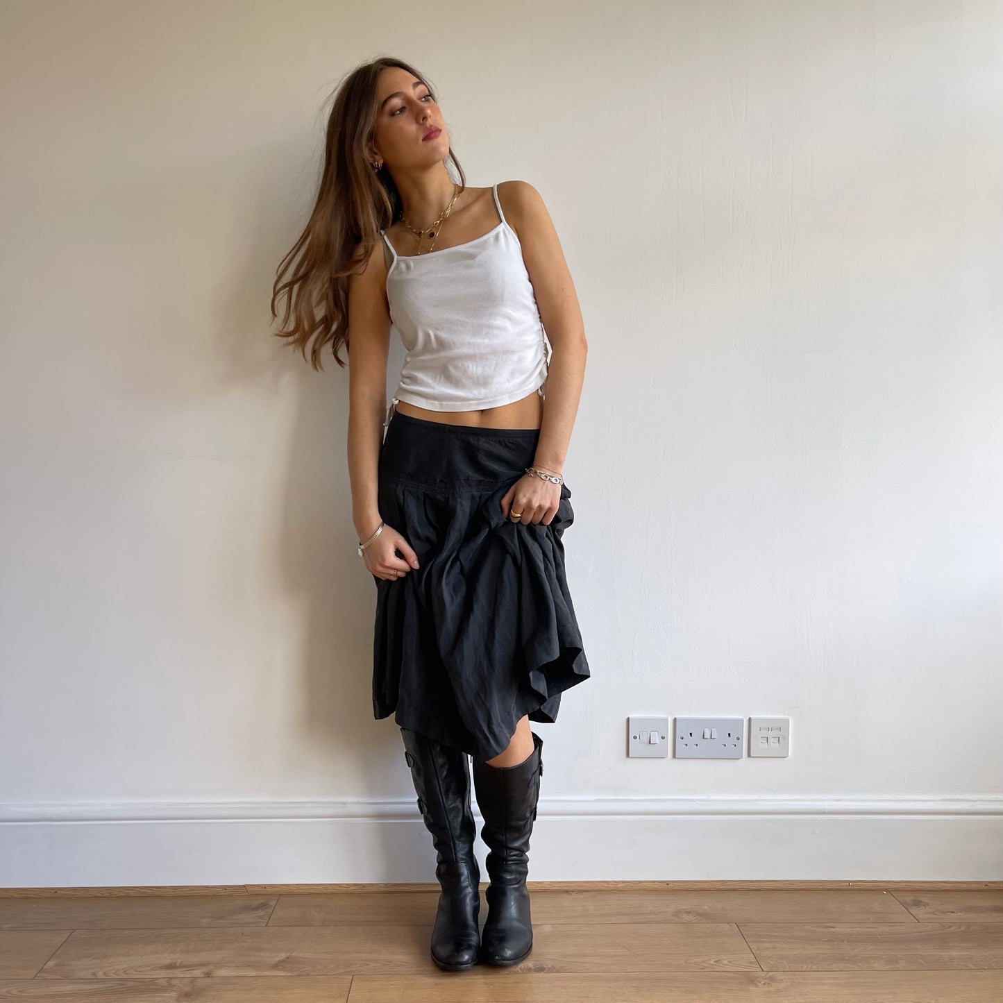 Grey cupro pleat skirt - Size M