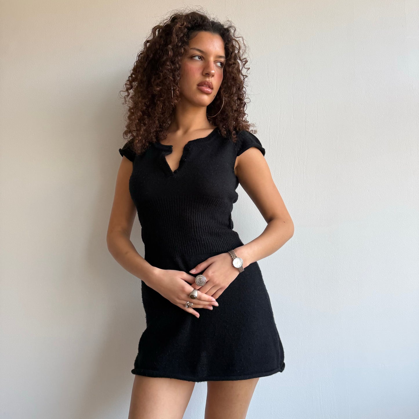 Black knit dress - Size S