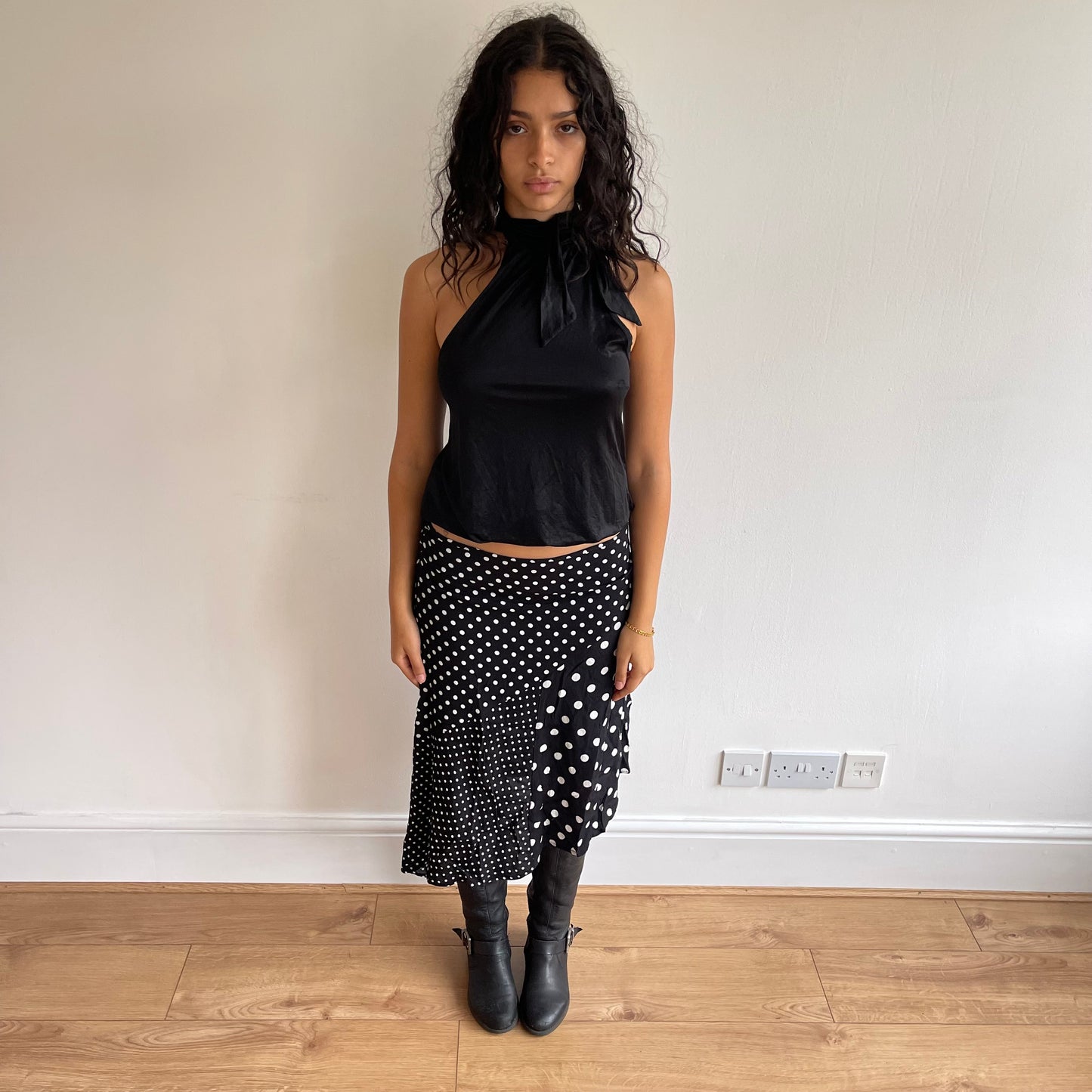 Polka dot asymmetric midi skirt - Size M/L