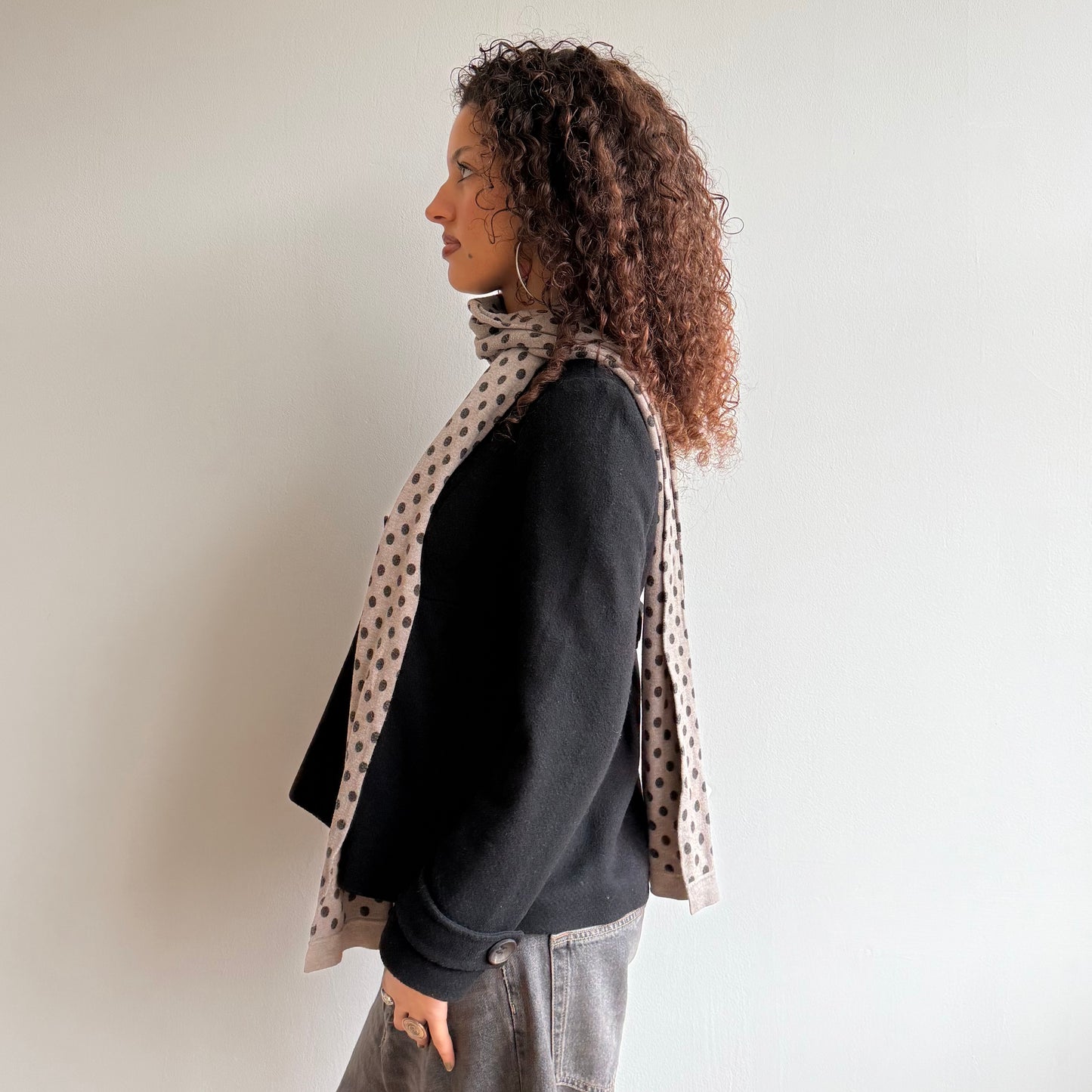 Beige polka dot scarf - OS