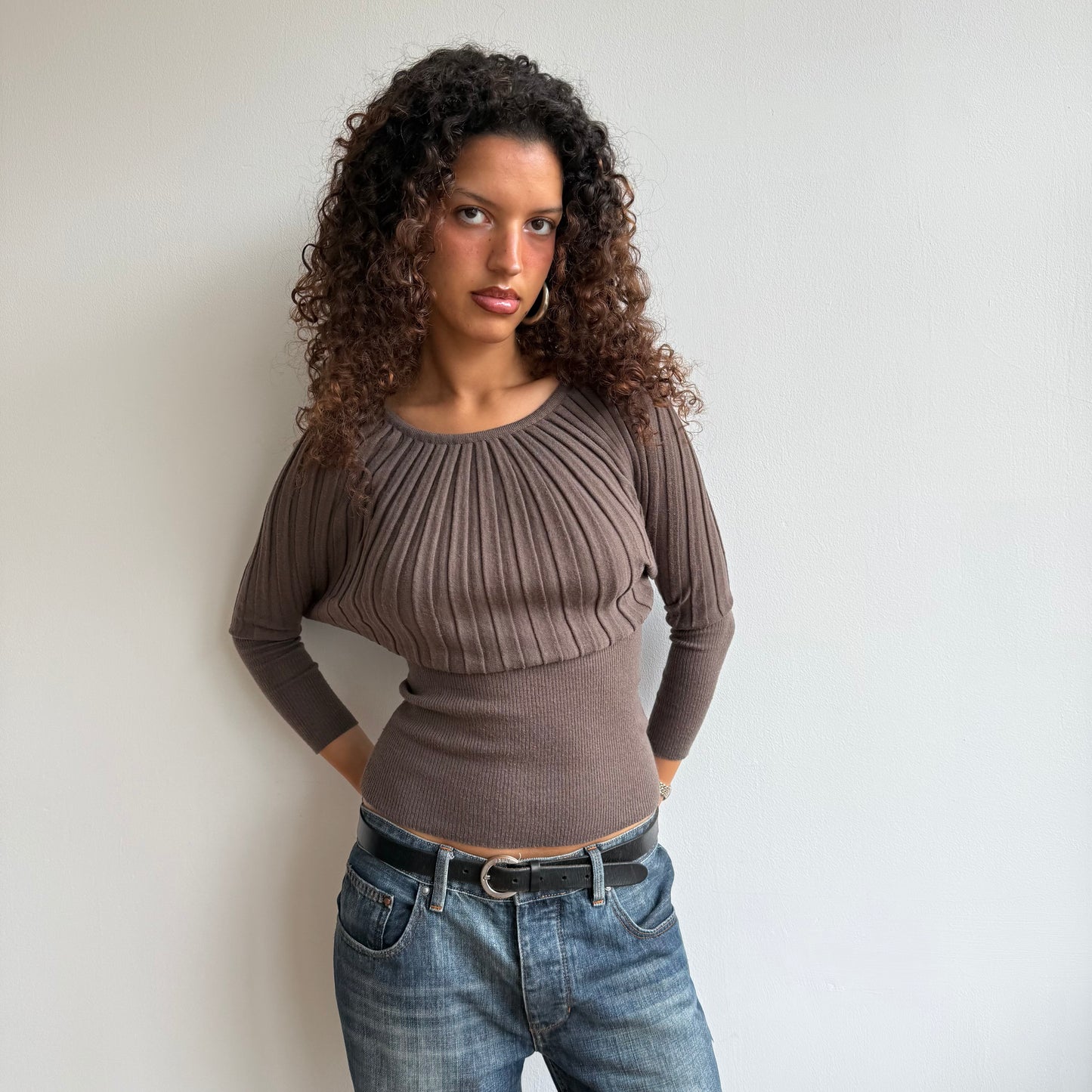 Brown batwing knit - Size S