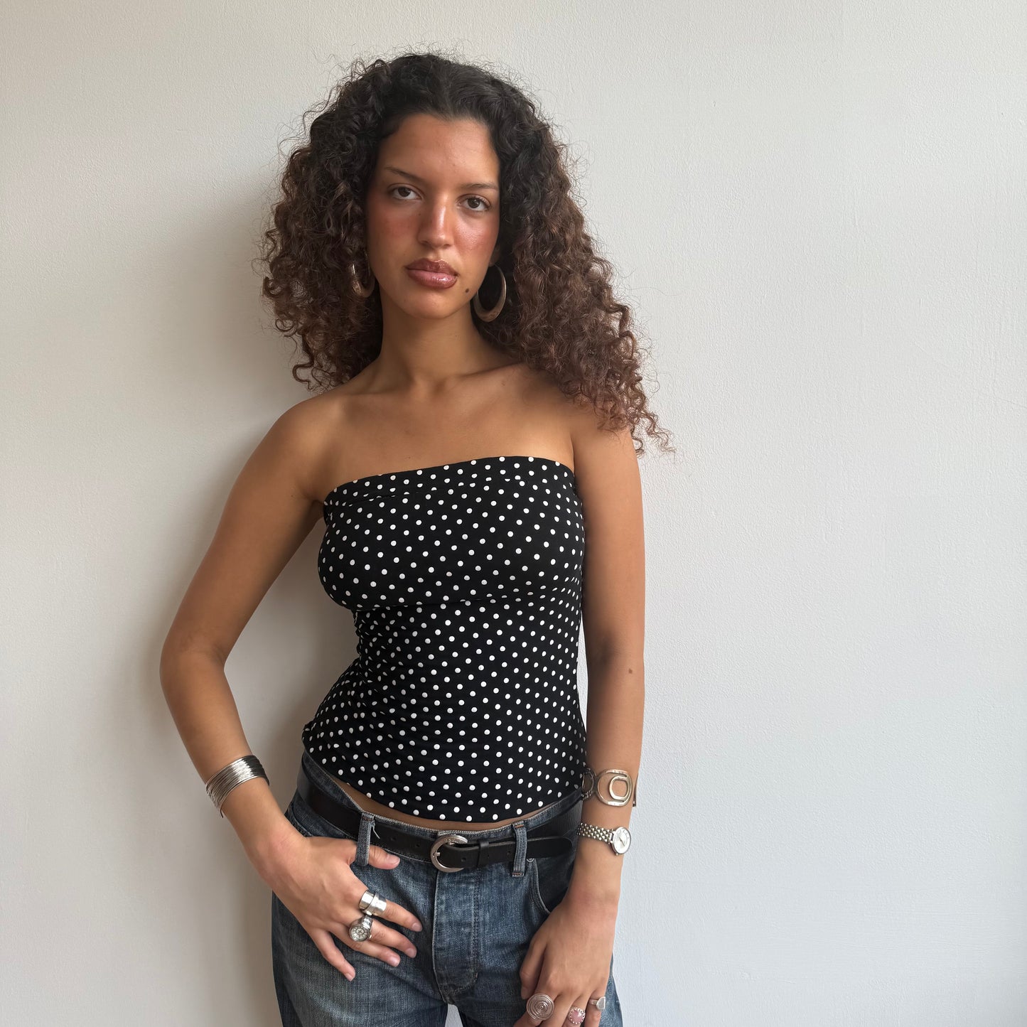 Black polka dor bandeau - Size S