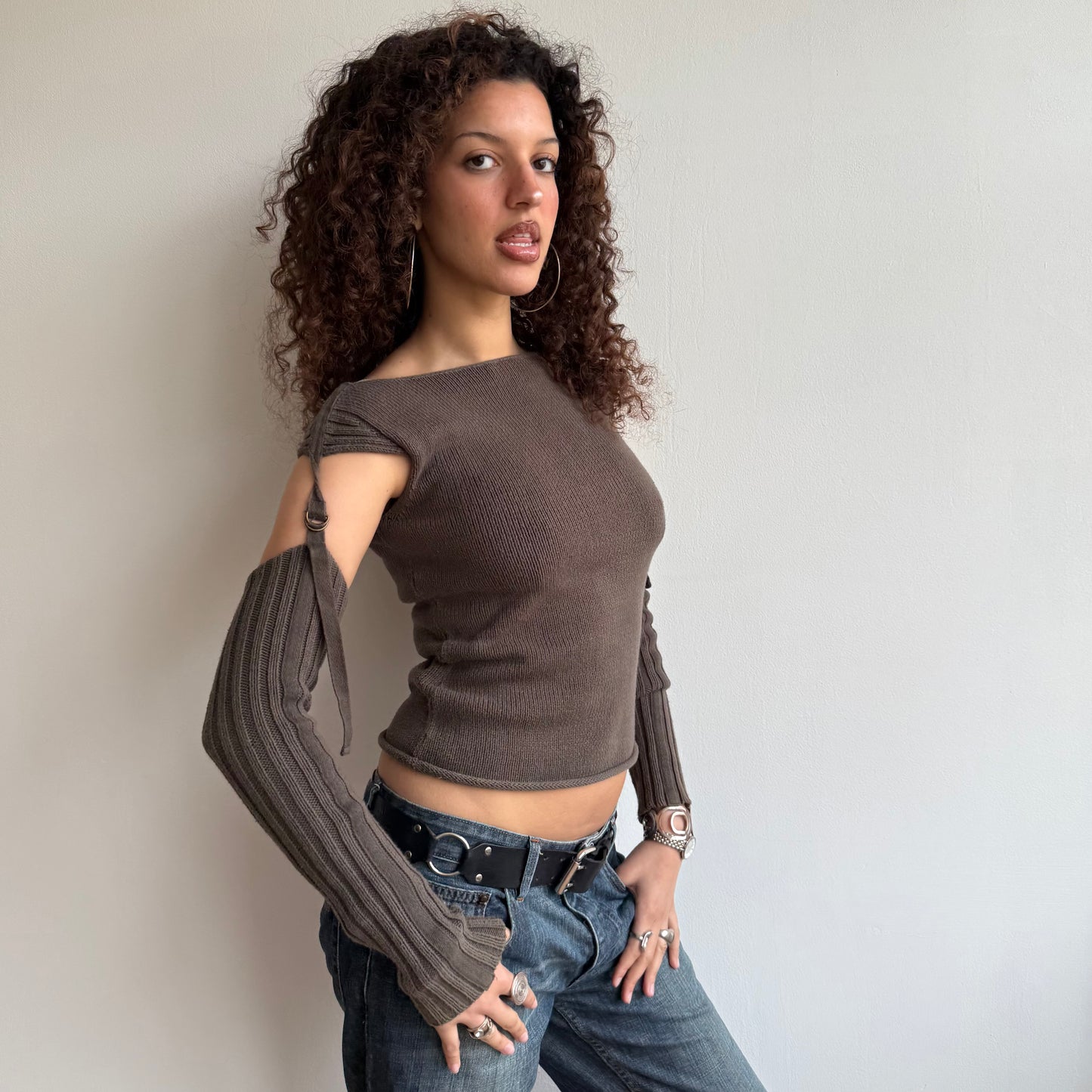 Khaki sleeveless knit - Size S