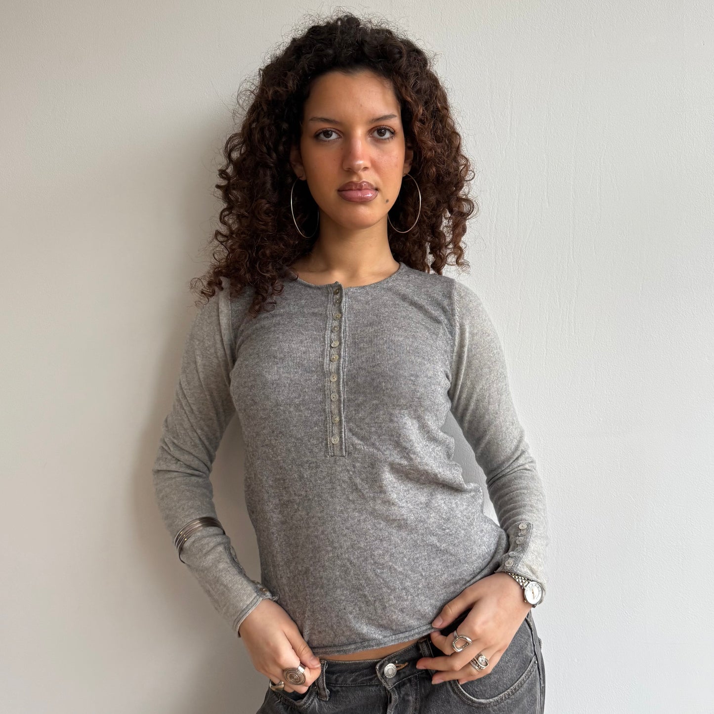 Grey long sleeve knit - Size S