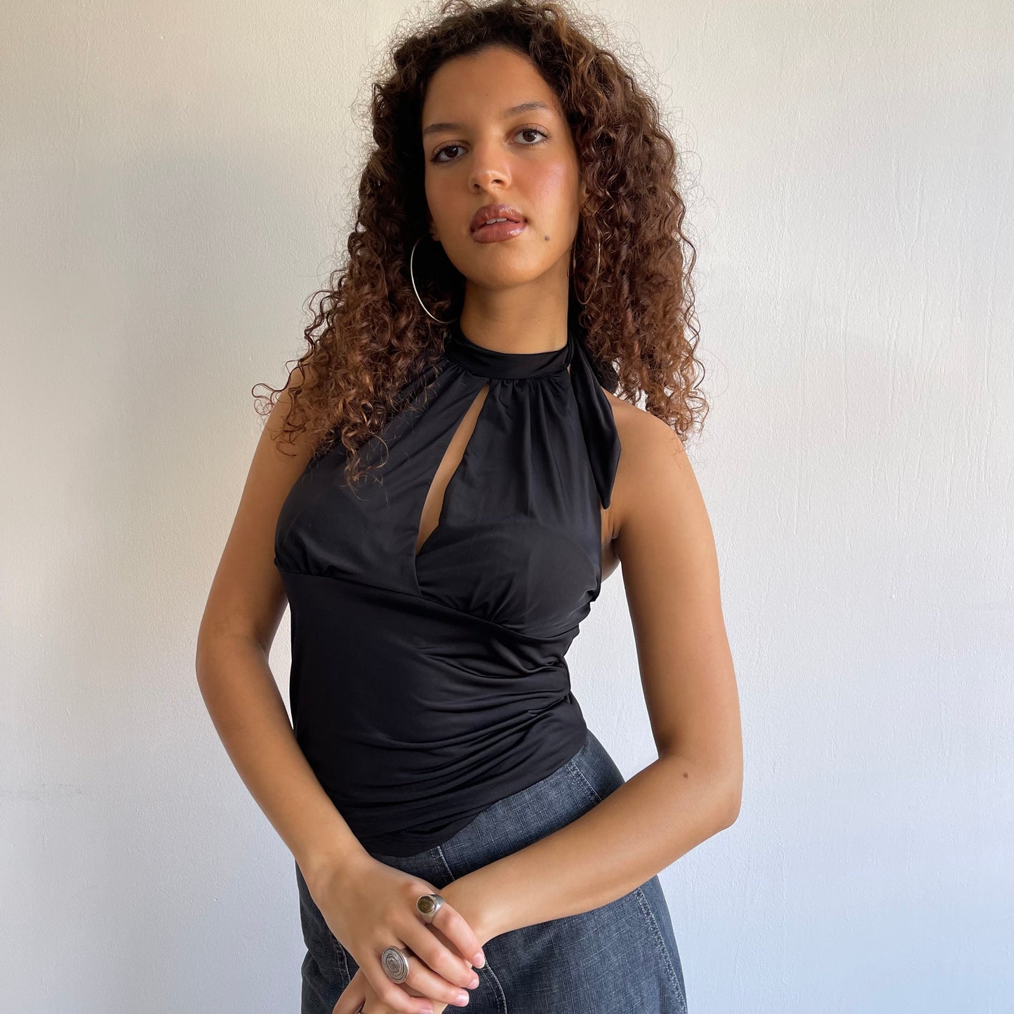 Black keyhole halterneck - Size S