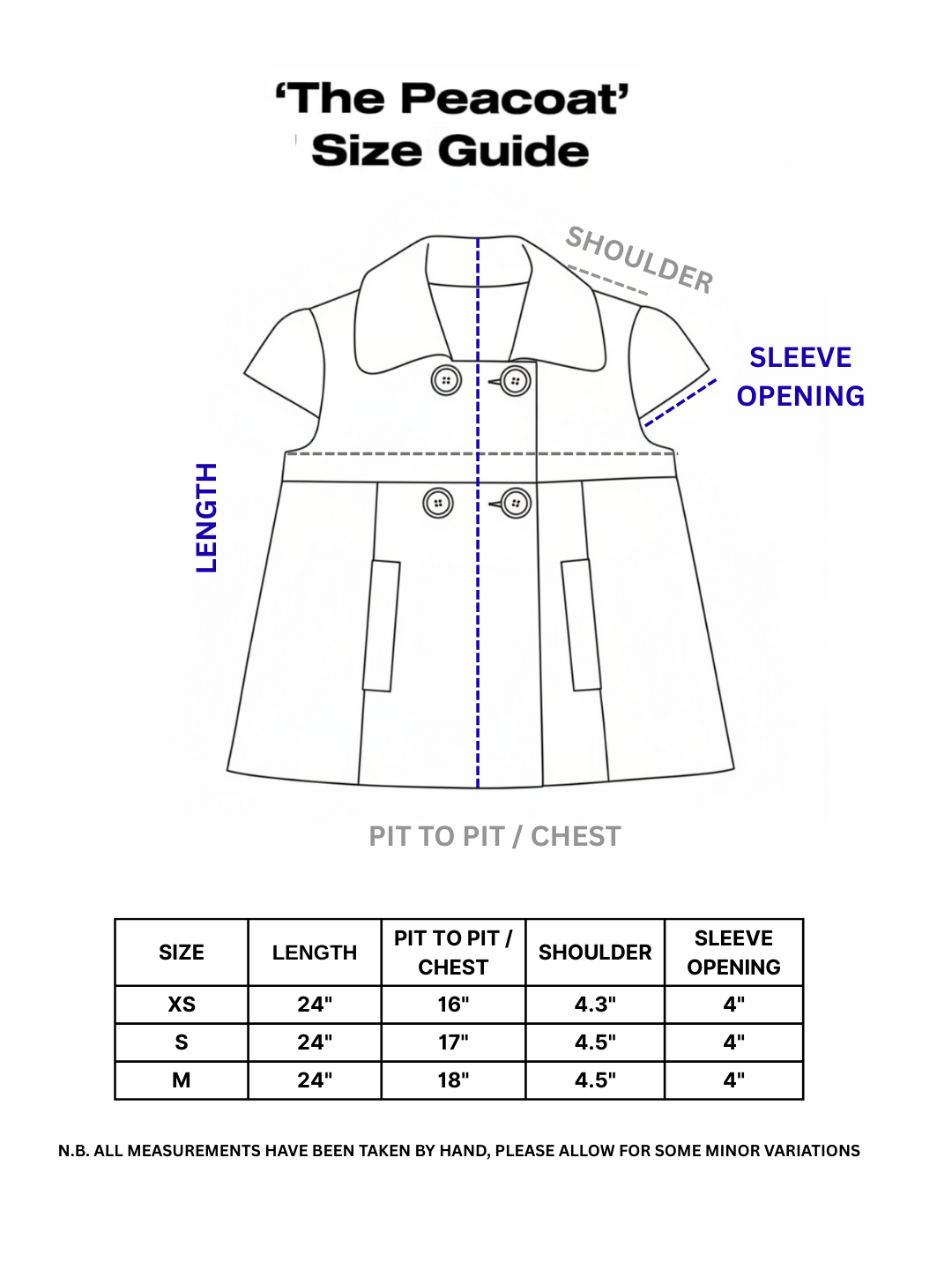‘The Peacoat’ - Size XS, S + M