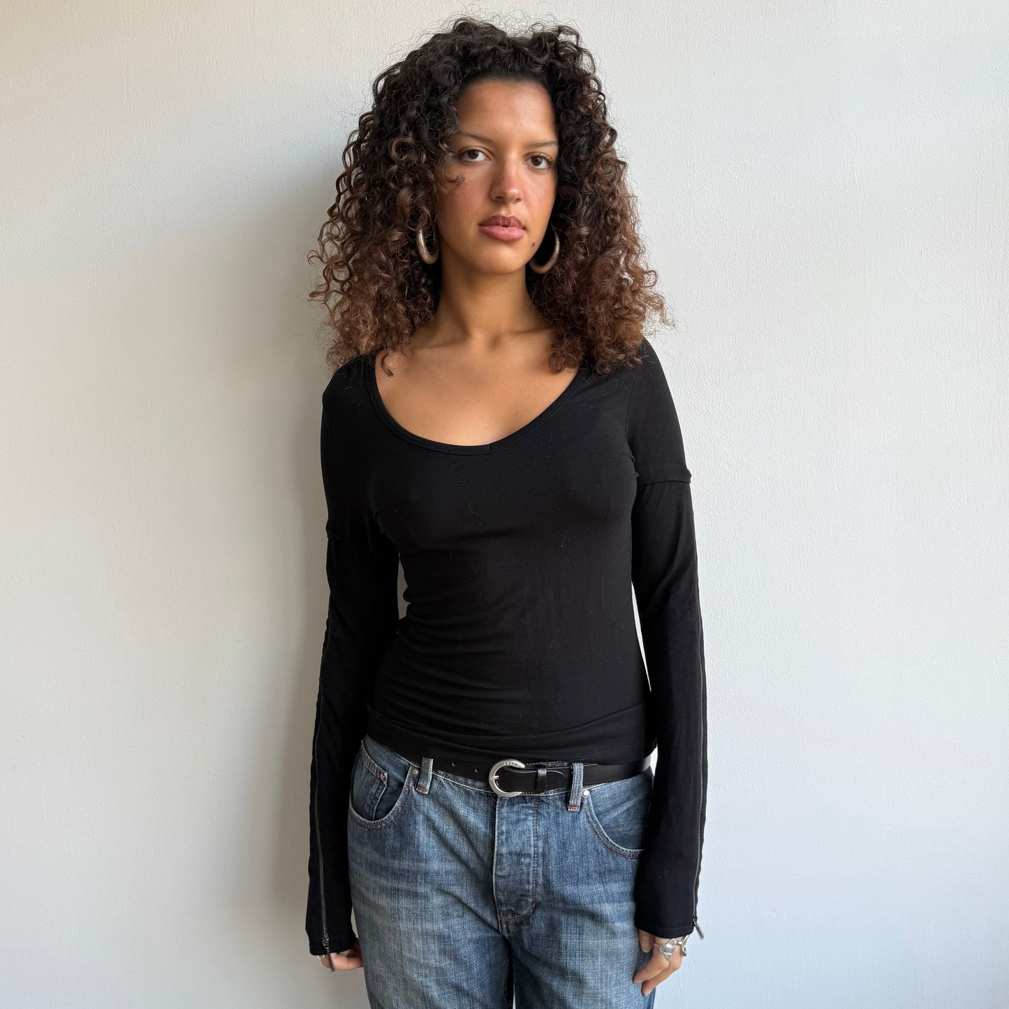 Black Cop Copine zip top - Size S/M