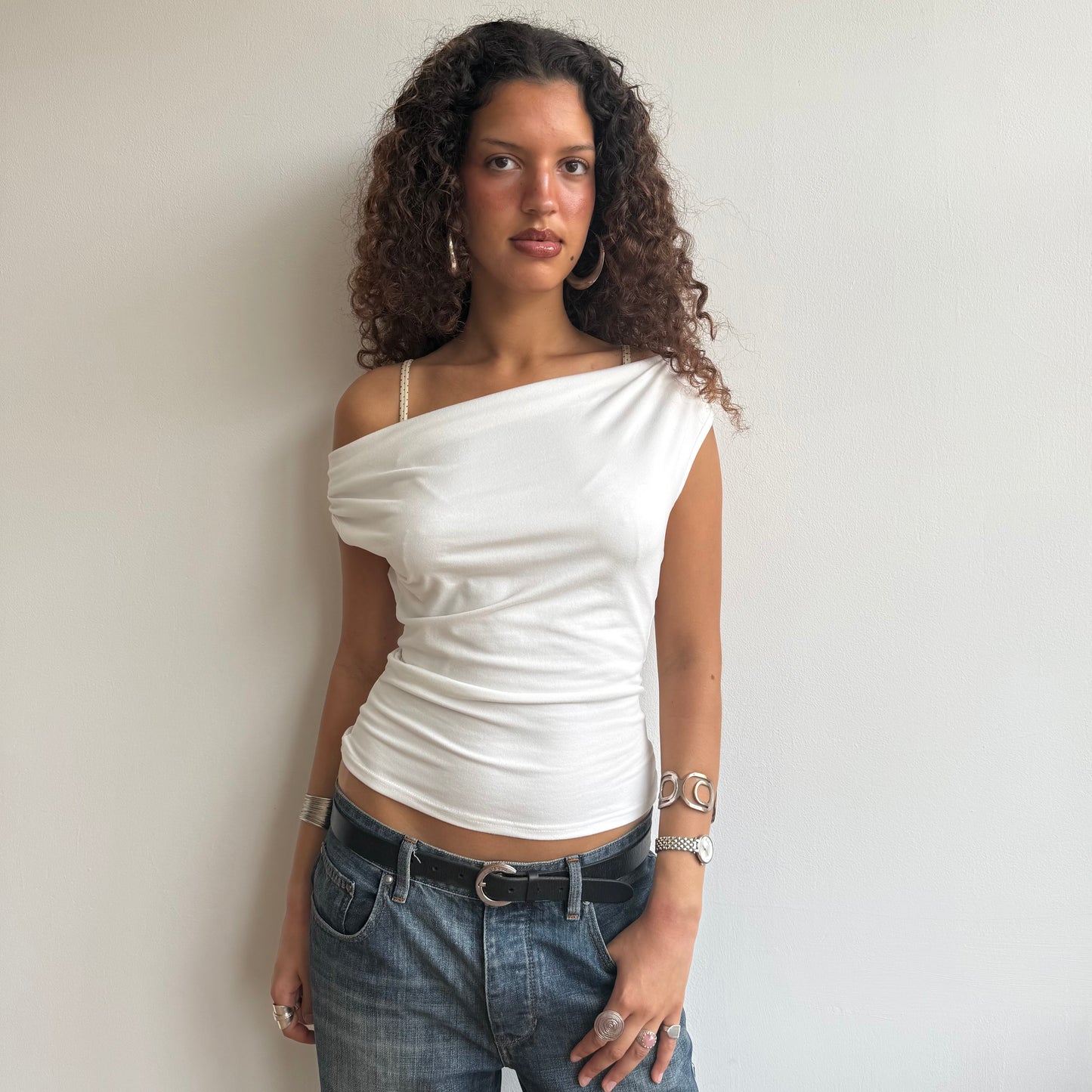 White slouchy backless top - Size S