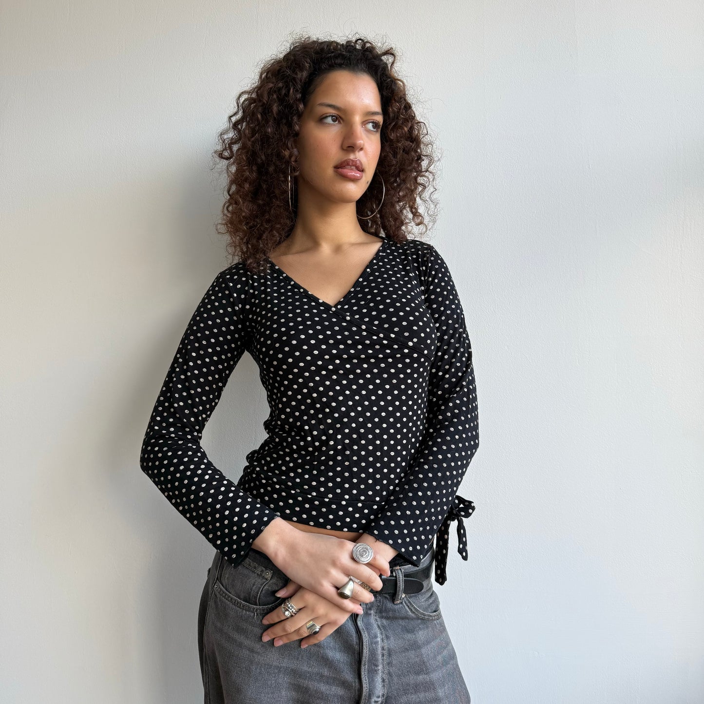 Polka dot wrap top - Size S