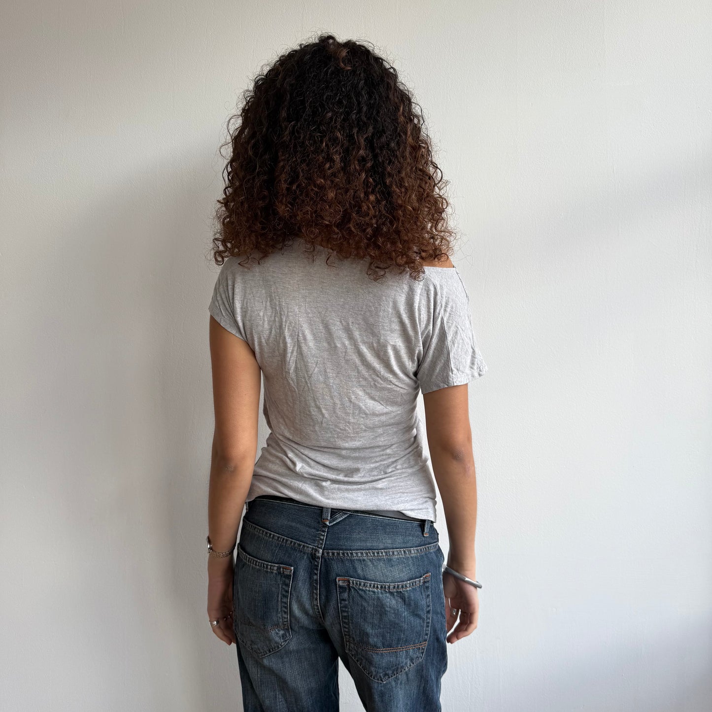 Grey slouchy t-shirt top - Size S