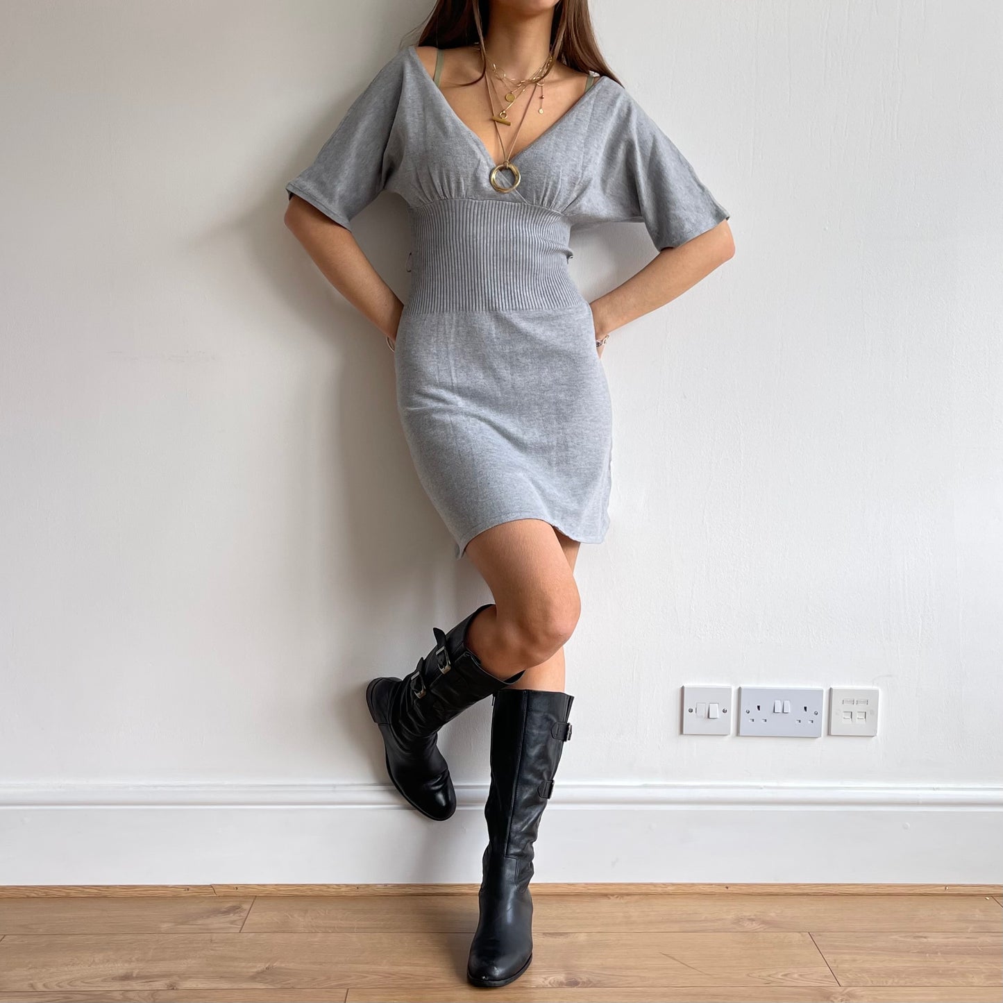 Grey knit dress - Size S