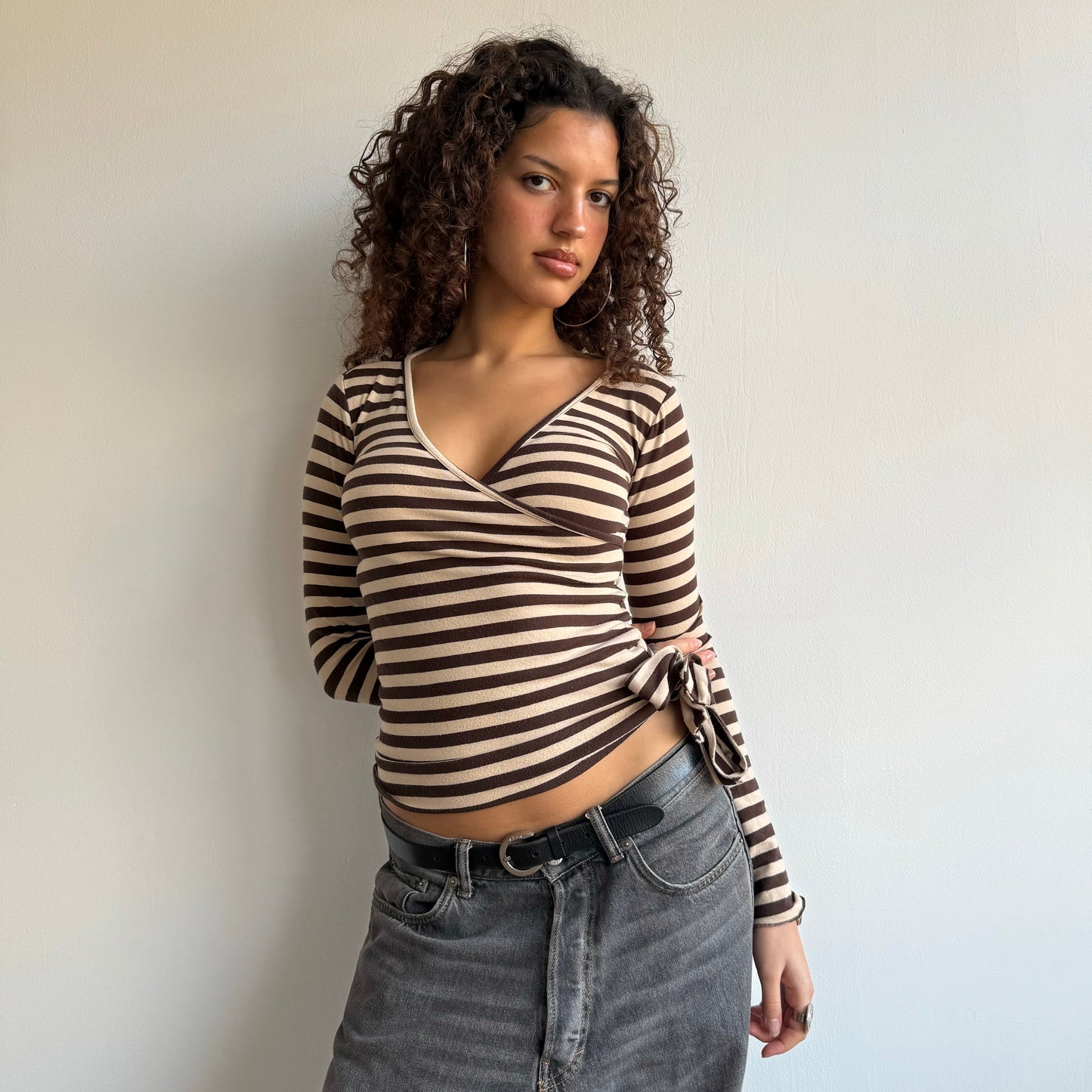 Brown stripe long sleeve - Size S