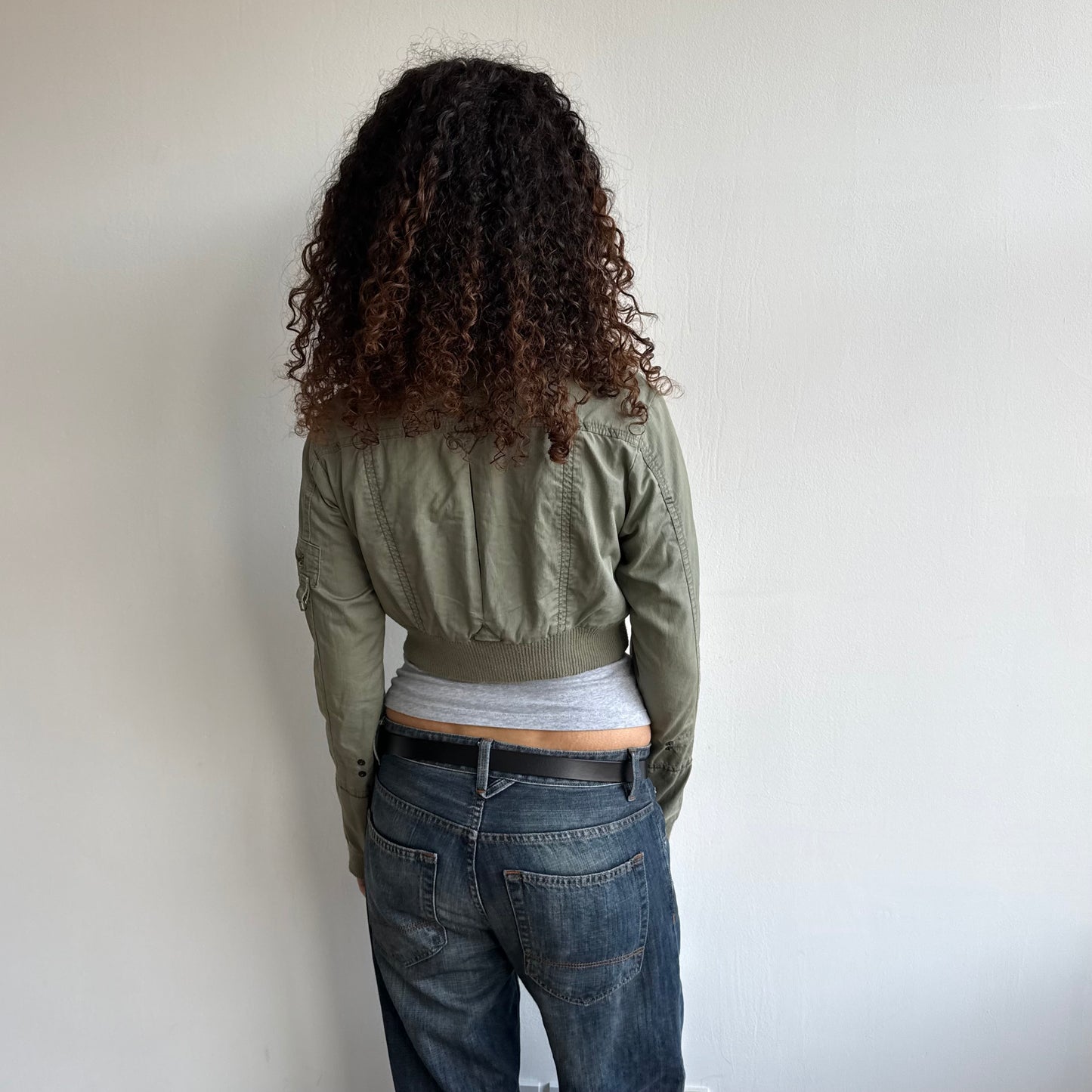 Khaki cargo cropped jacket - Size M