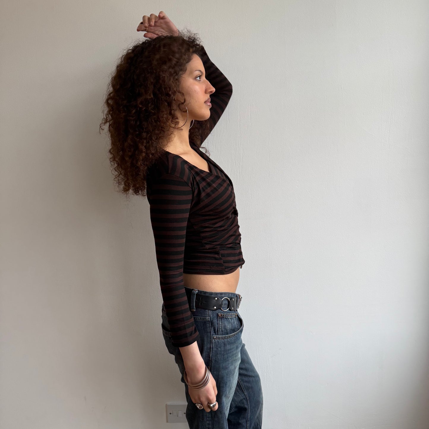 Brown stripe O-ring top - Size S/M