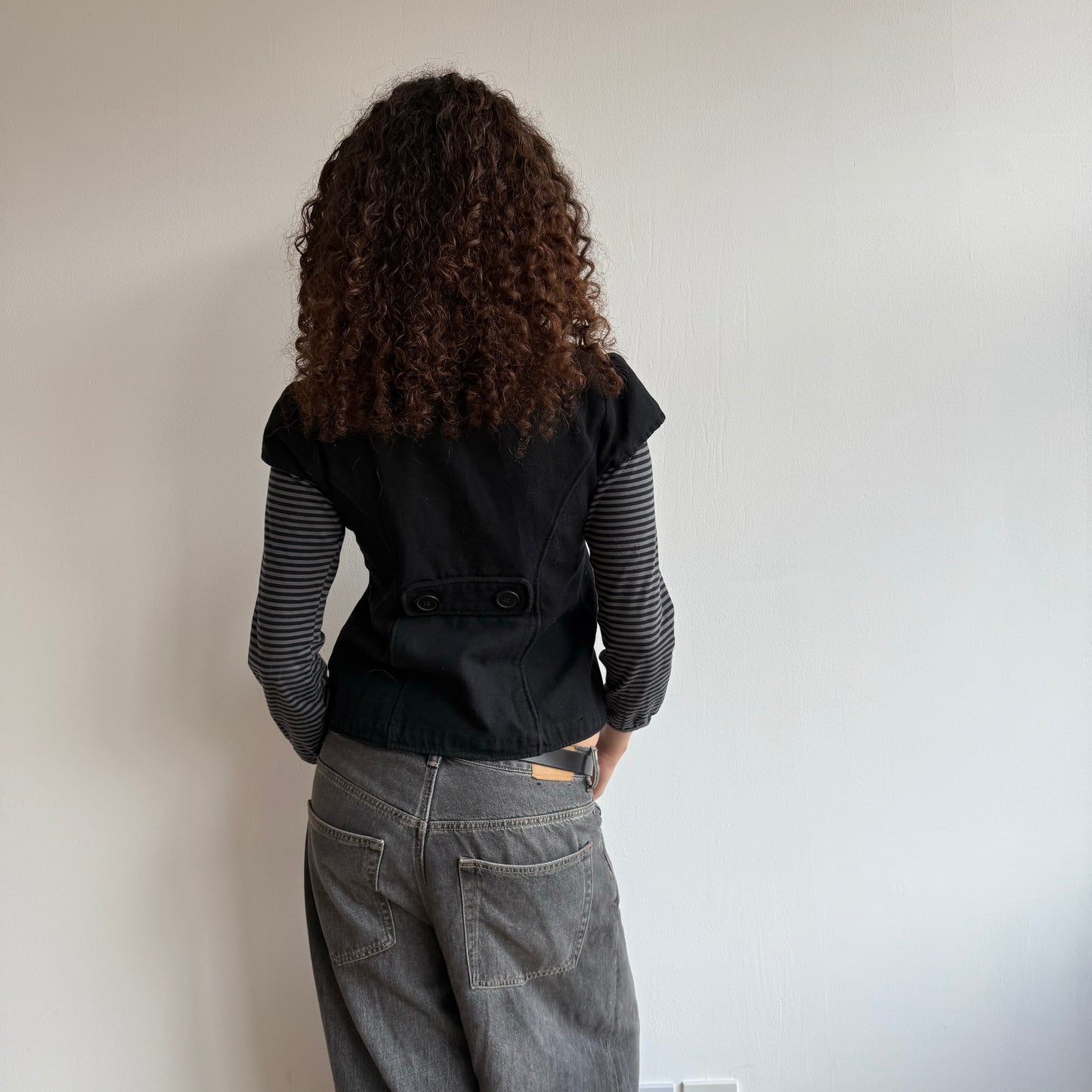 Black short sleeve peacoat - Size S