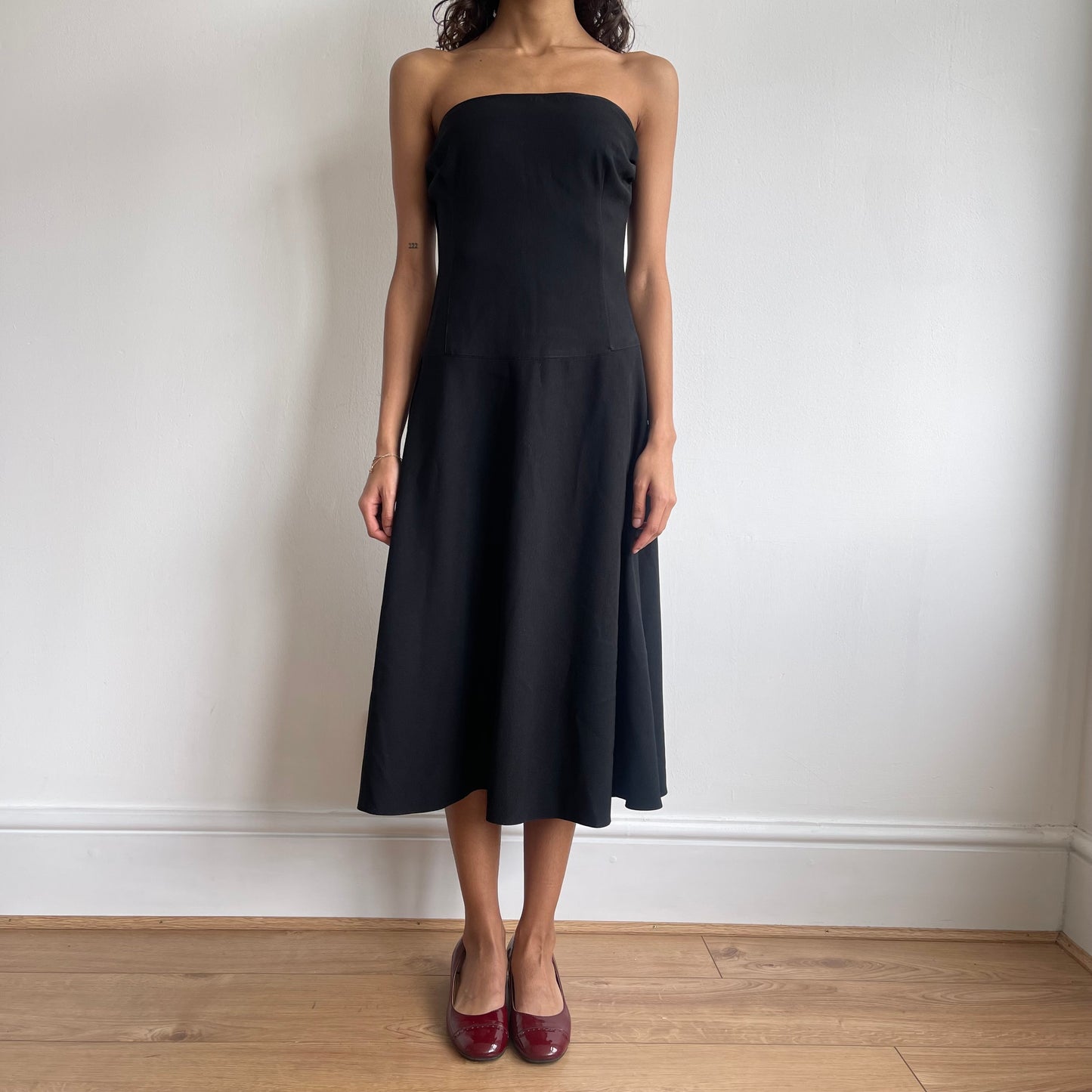 Strapless black midi dress - Size S