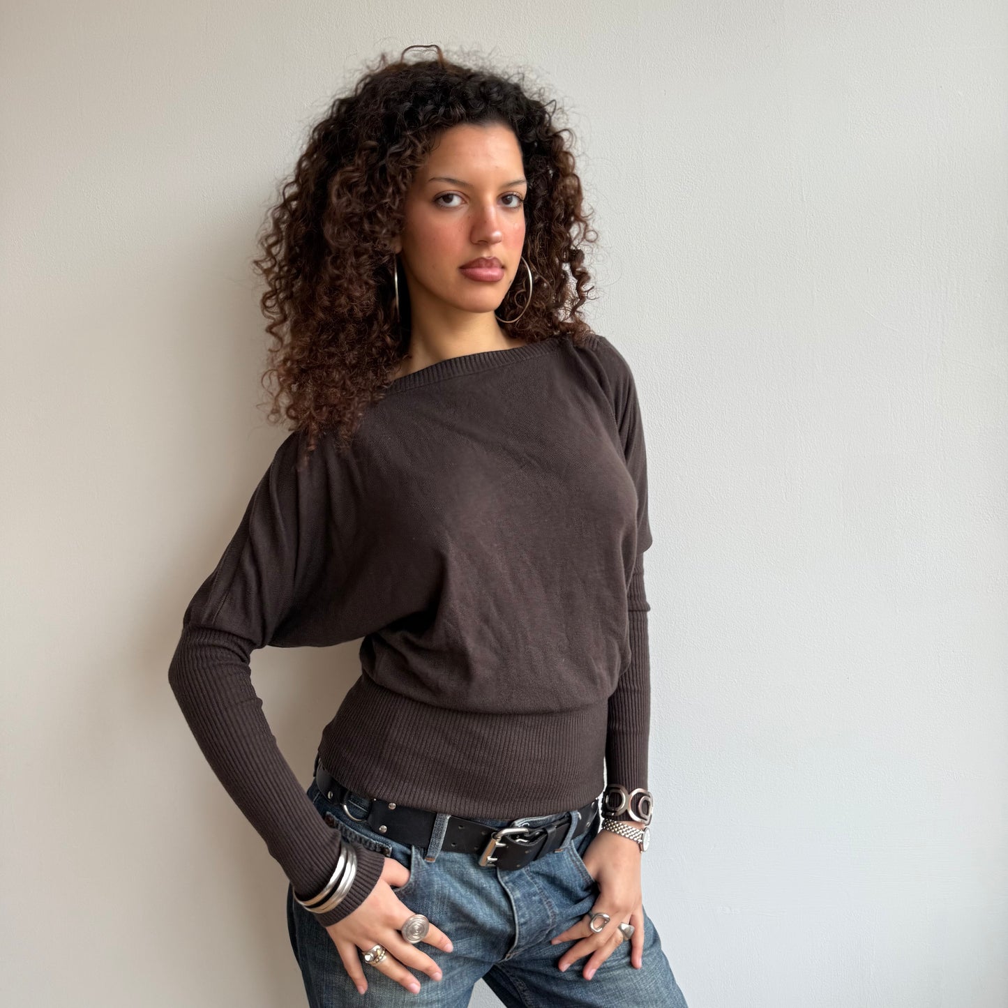 Brown slouchy batwing knit - Size S