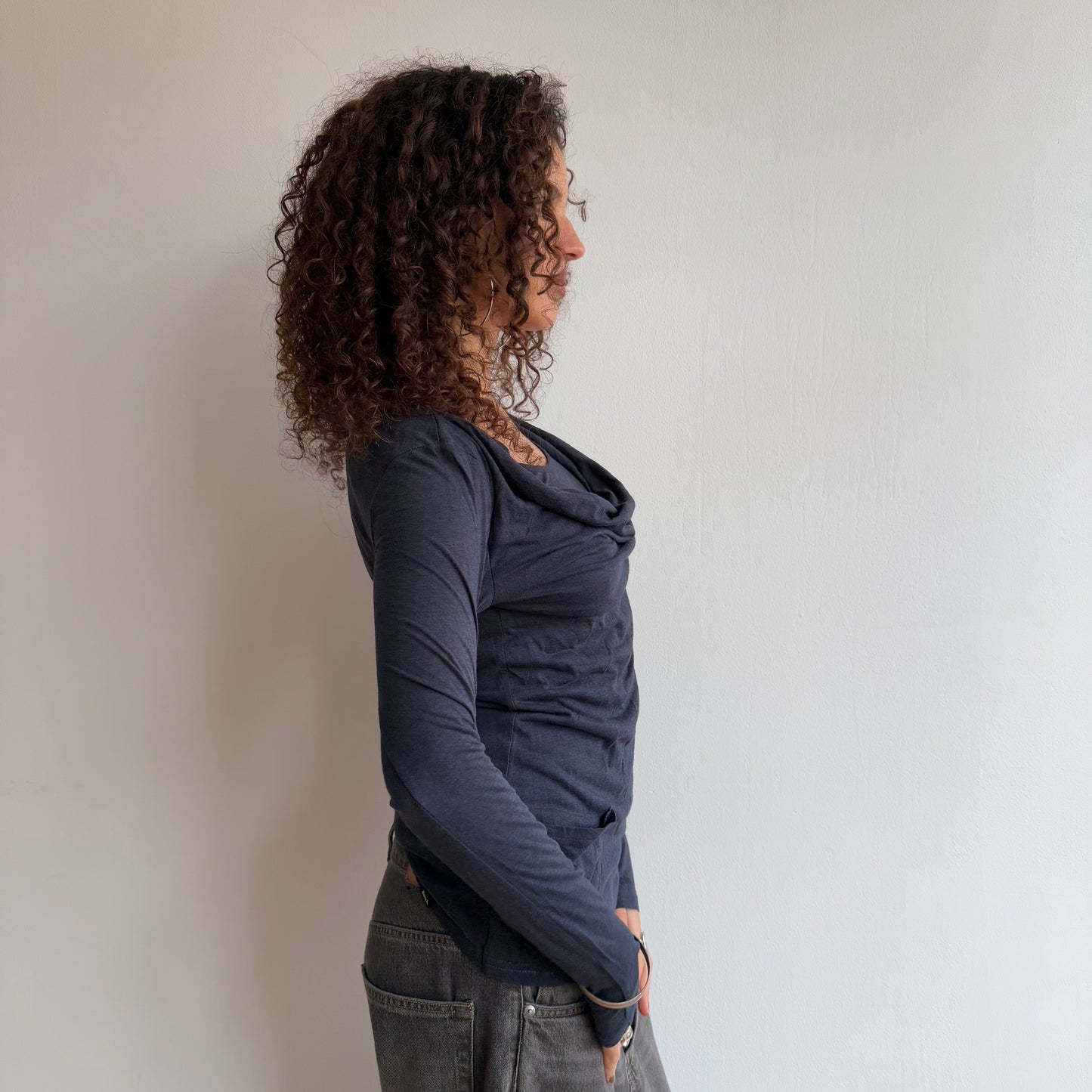 Navy ruched long sleeve - Size S