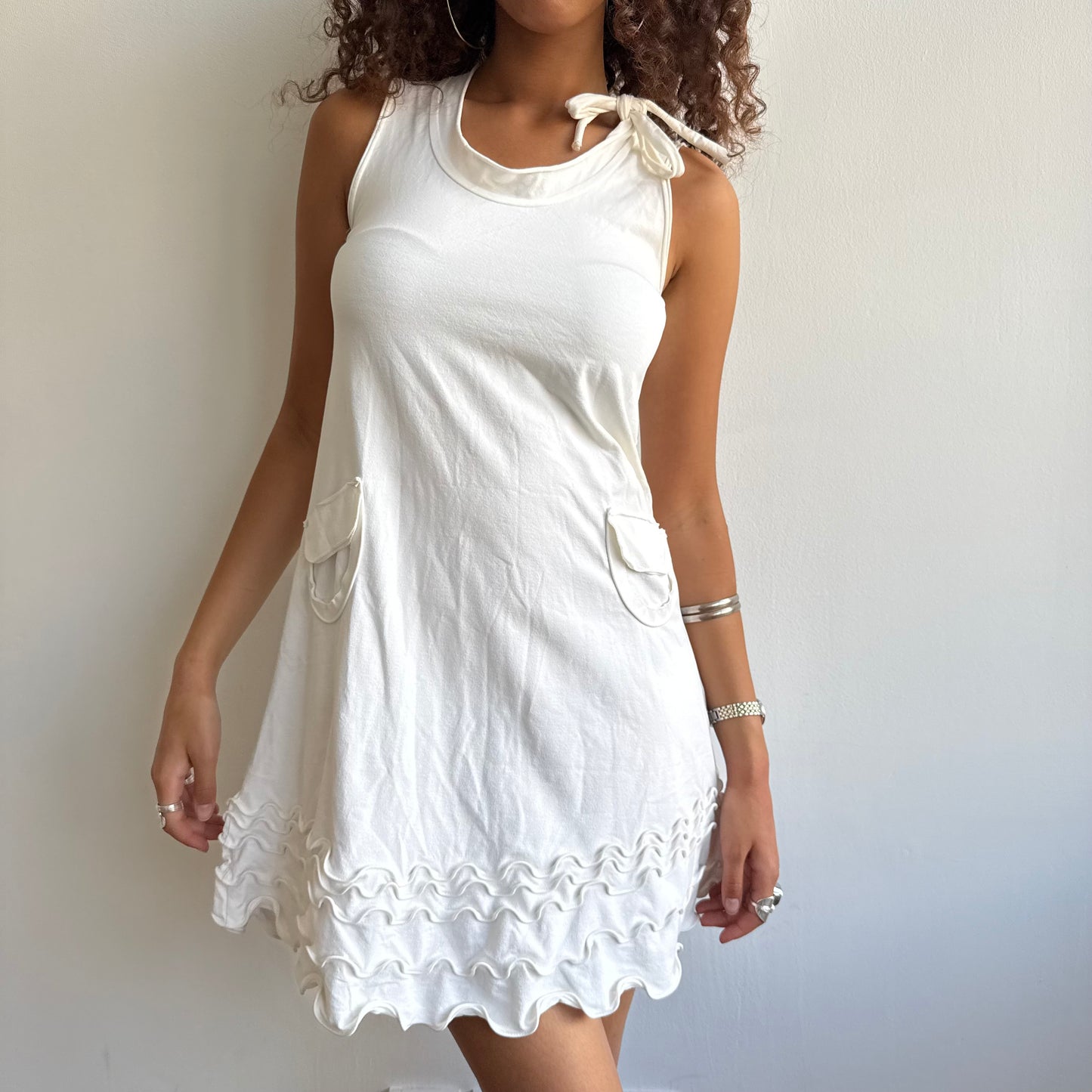 Cop Copine white ruffle dress - Size S