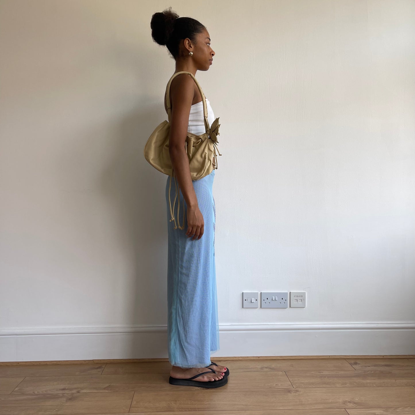 Blue mesh sequin maxi skirt - Size S