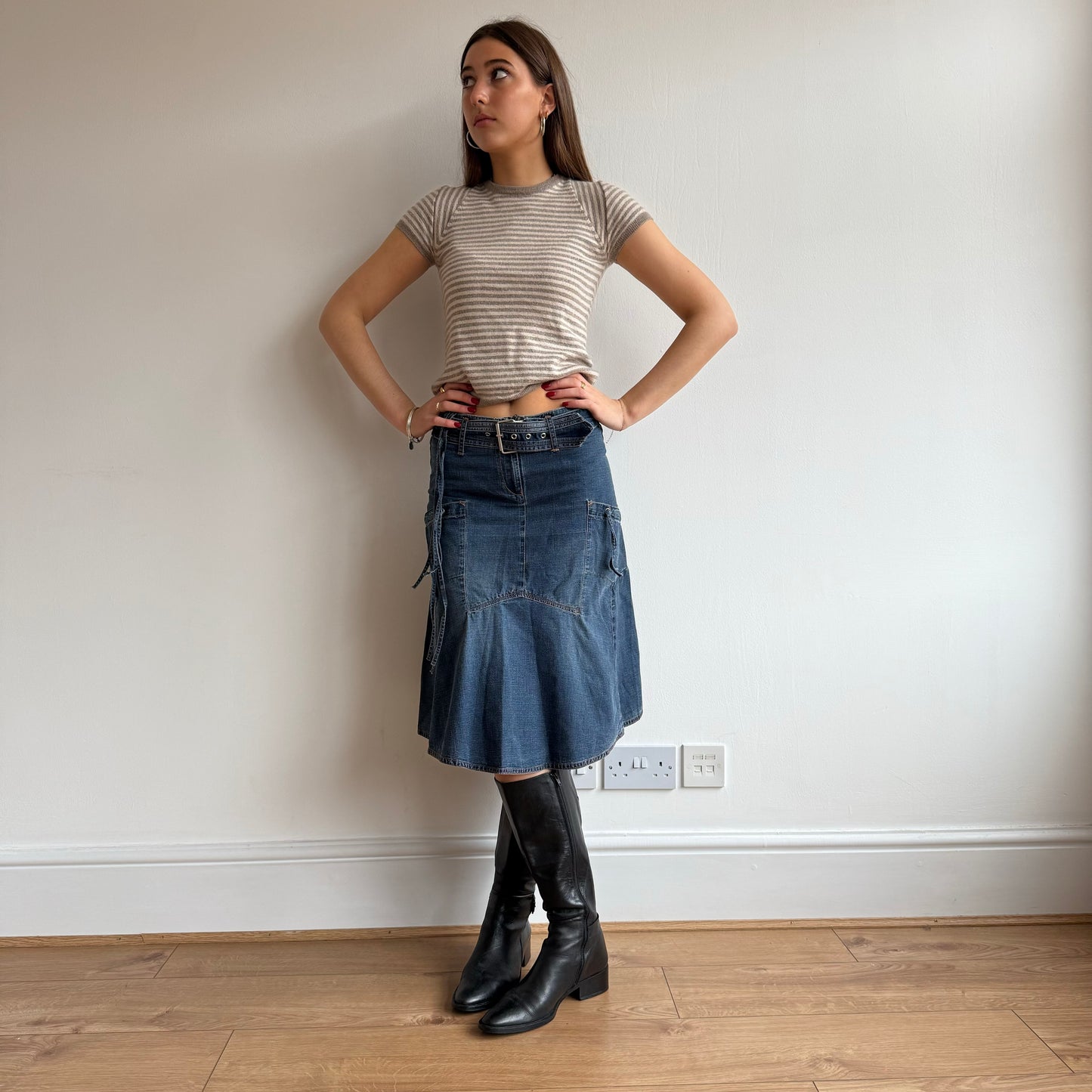 Black 90’s leather boots - UK6