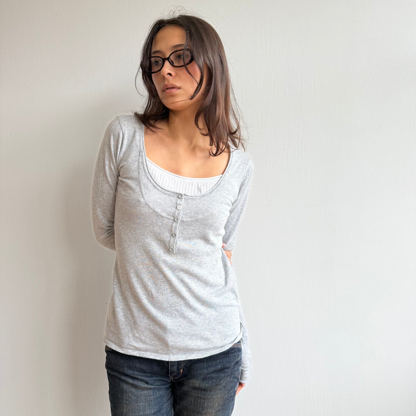 Grey layered top - Size S