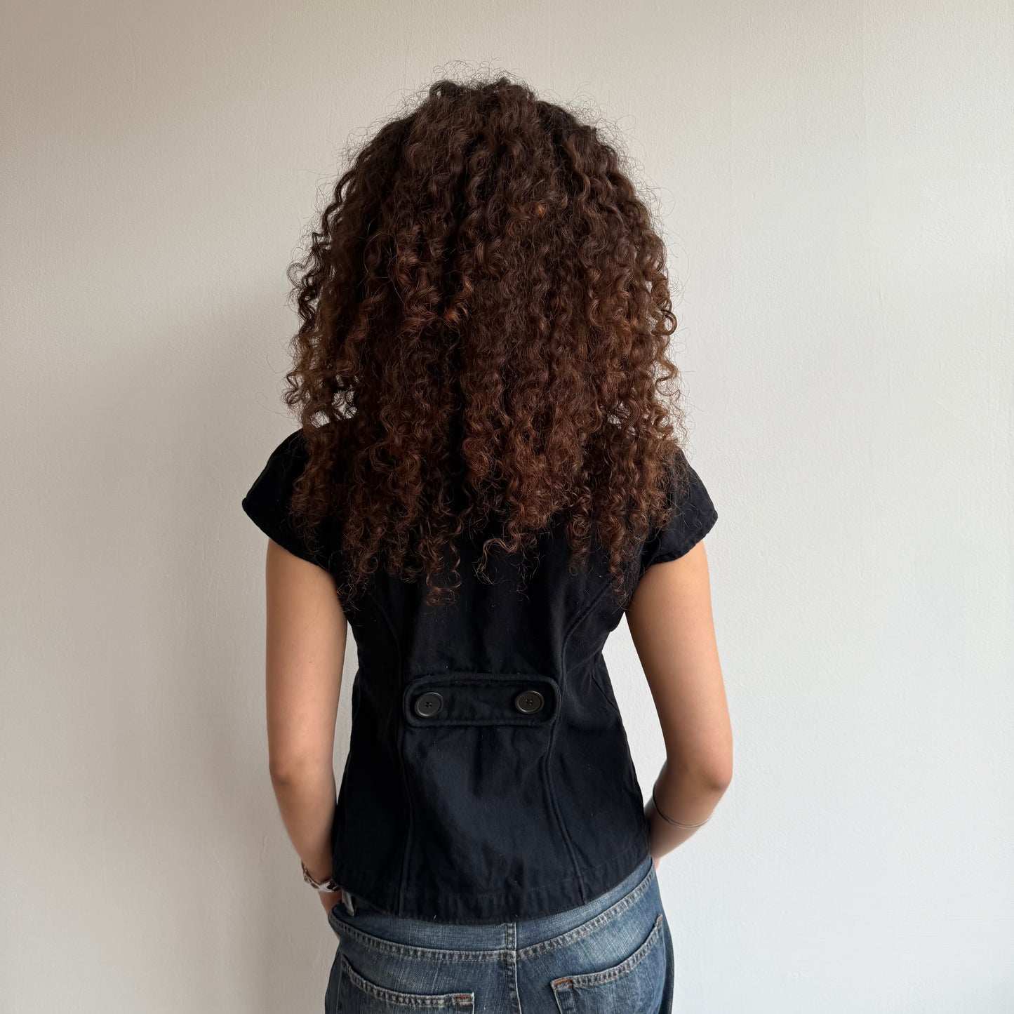 Black short sleeve peacoat - Size S