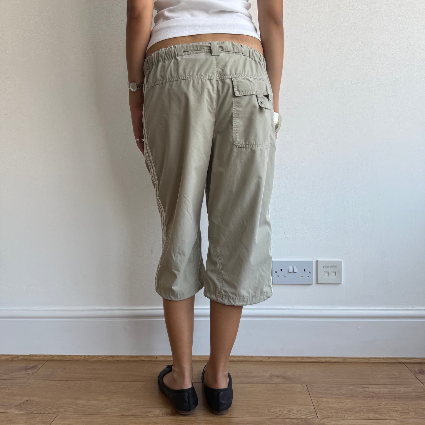Beige Adidas belt capris - Size XS + S