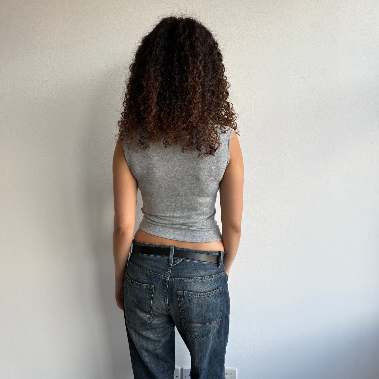 Grey double layer slouchy top - Size S