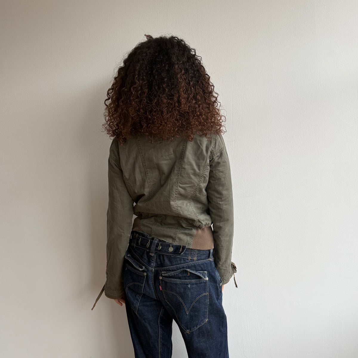 Khaki fur collar cargo bomber - Size M
