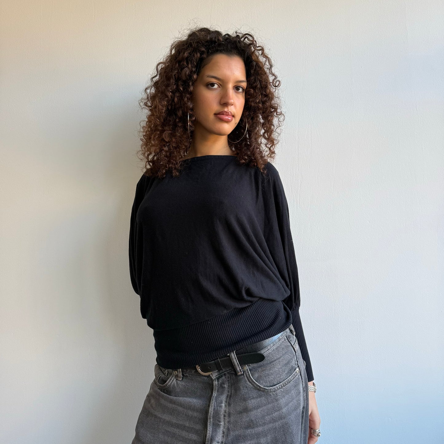 Black slouchy knit - One Size