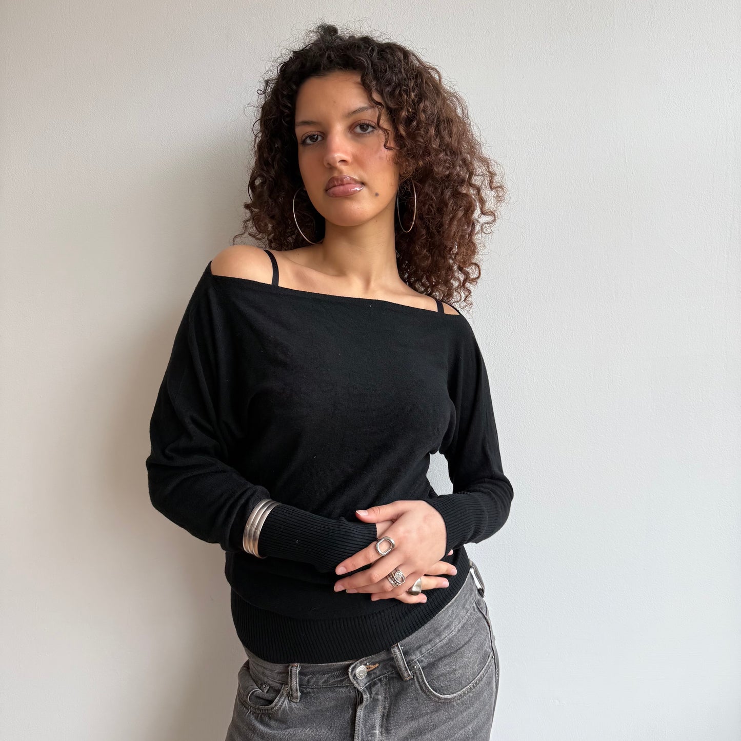 Black slouchy knit jumper - Size S/M