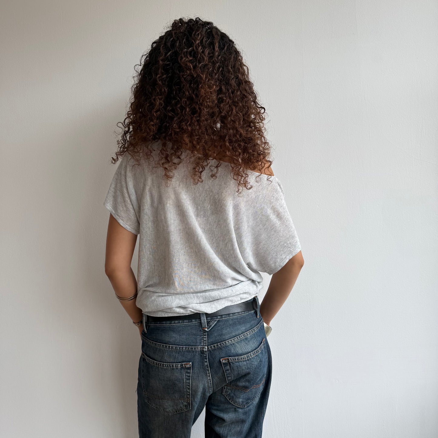 Grey short sleeve fine knit - Size M