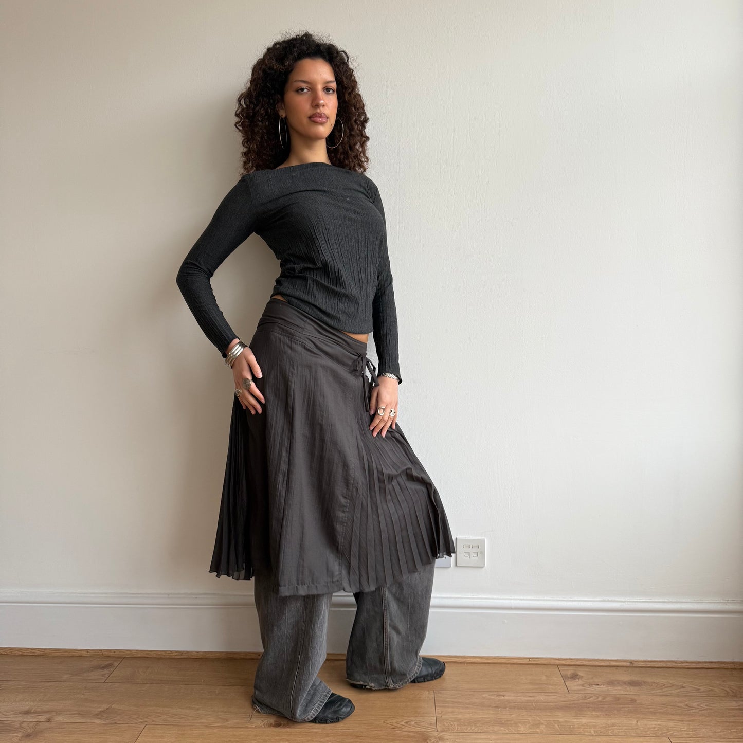 Brown plisse skirt - Size S/M