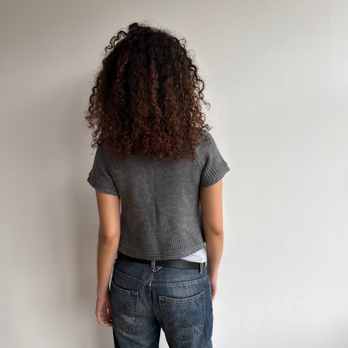 Grey short sleeve pea knit - Size S