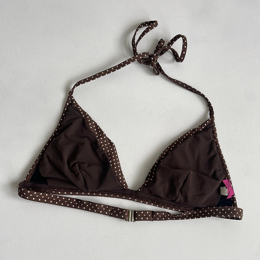 Brown polka dot bikini top - Size S
