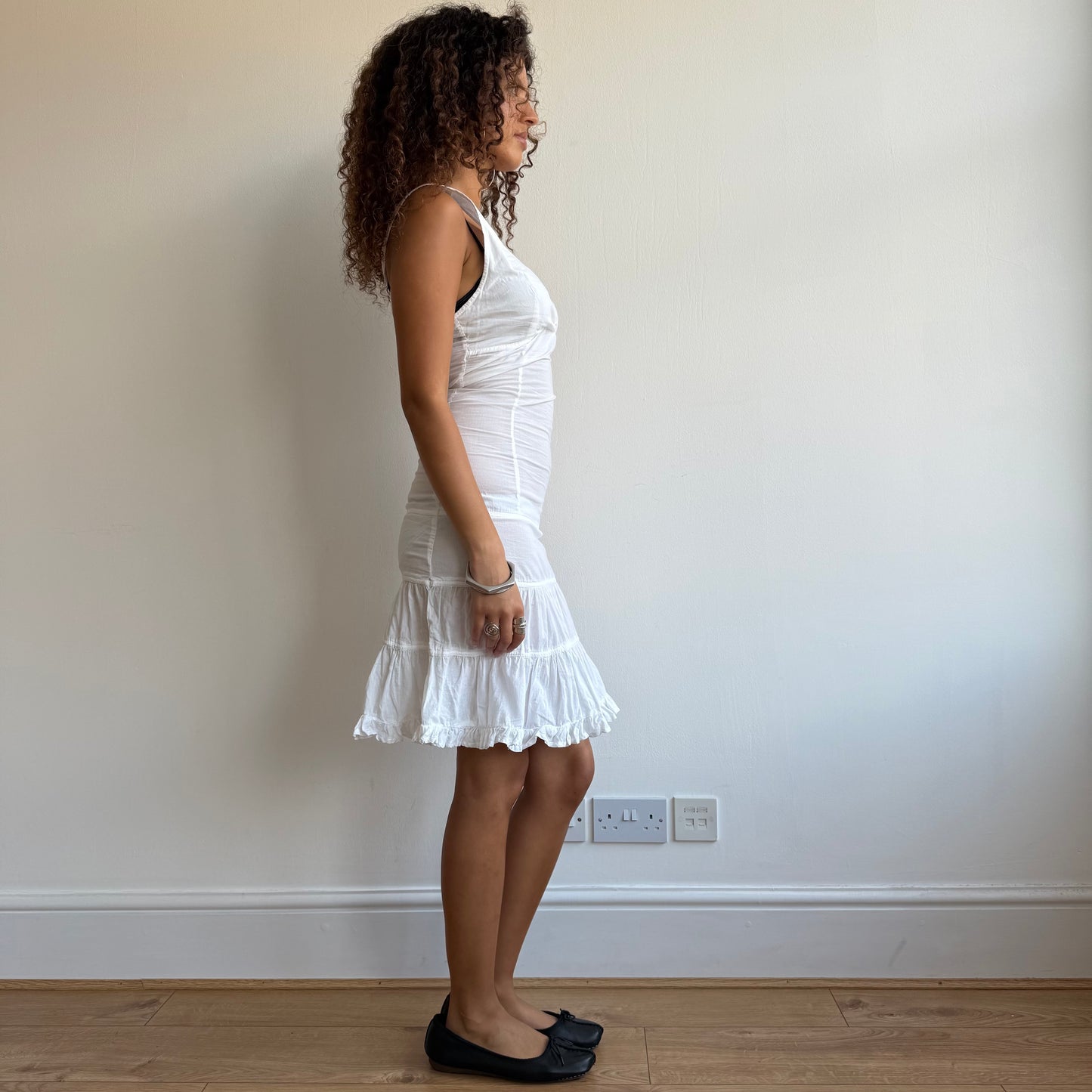 White wrap ruffle milkmaid dress - Size XS