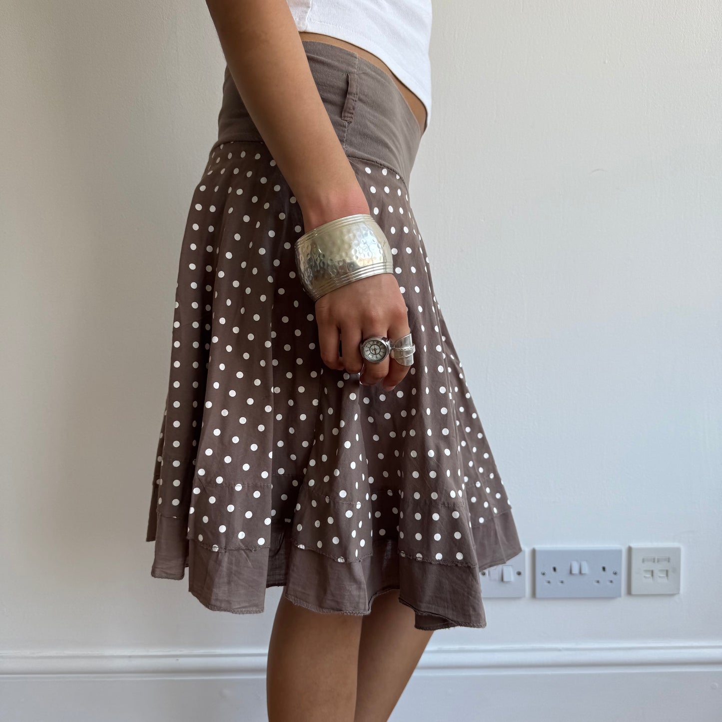 Brown polka dot midi skirt - Size S
