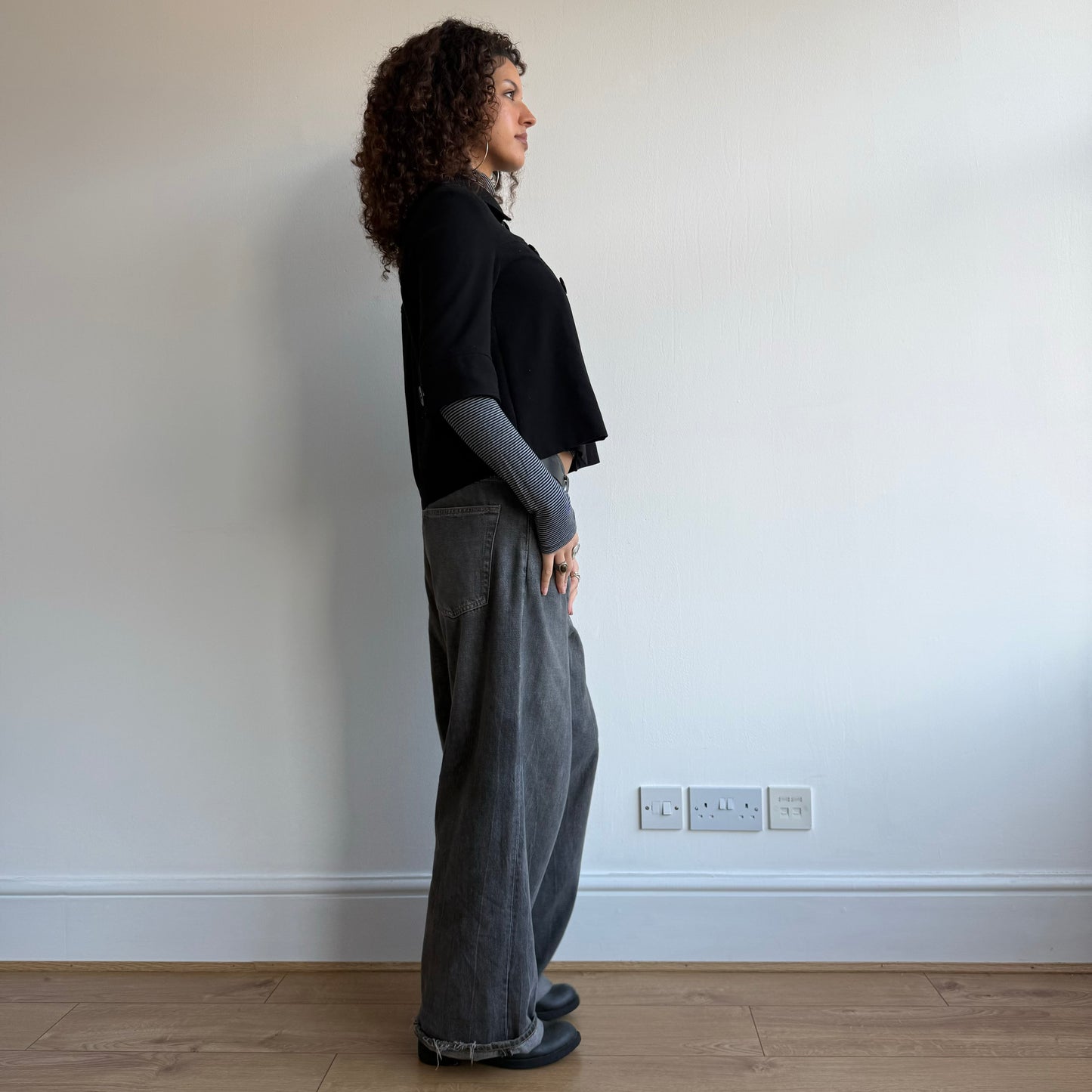 Black pleat peacoat - Size S