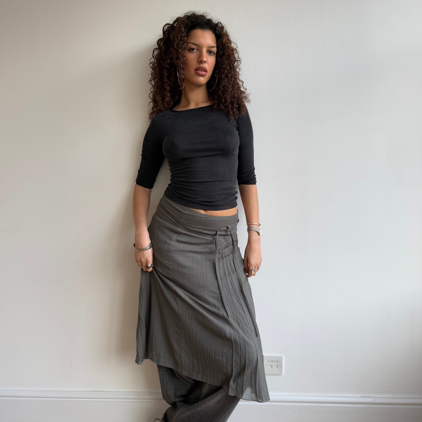 Grey plisse skirt - Size S