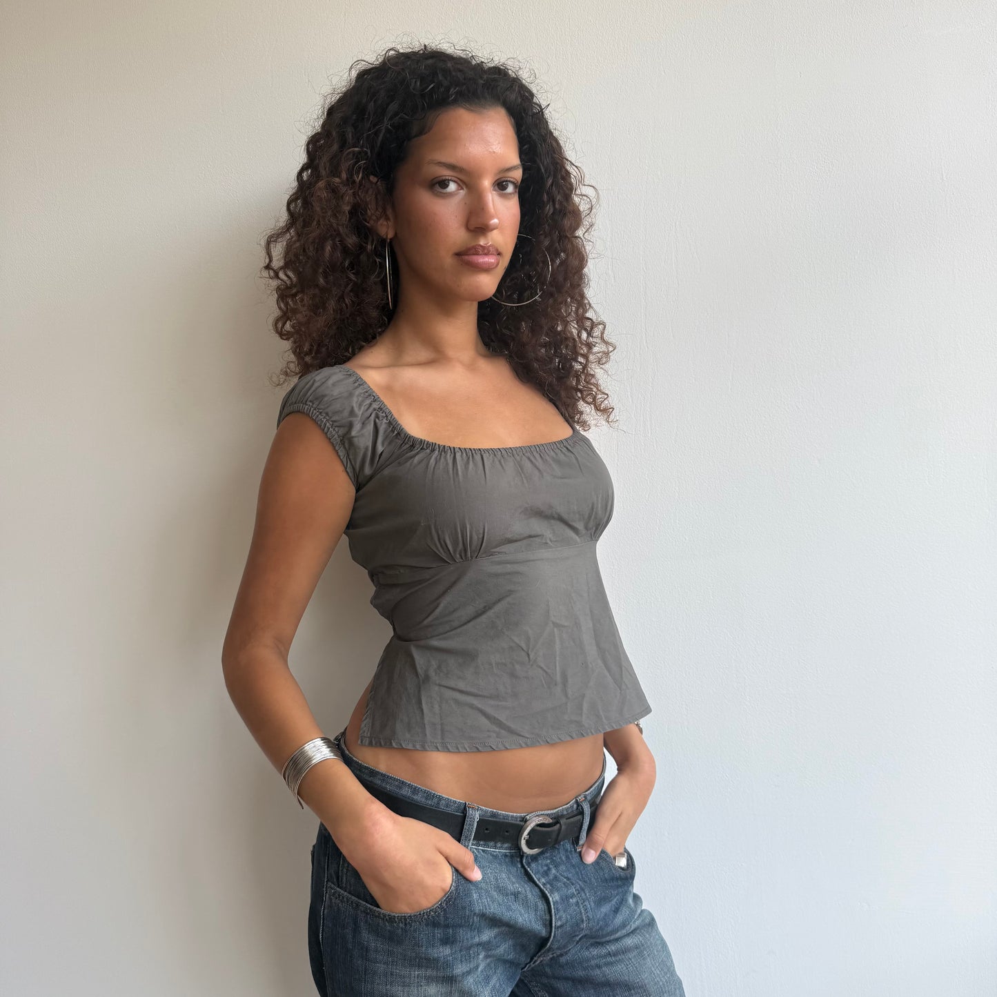 Khaki backless top - Size S/M