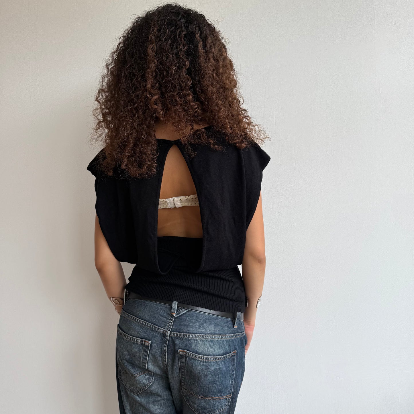 Black open back knit - Size S