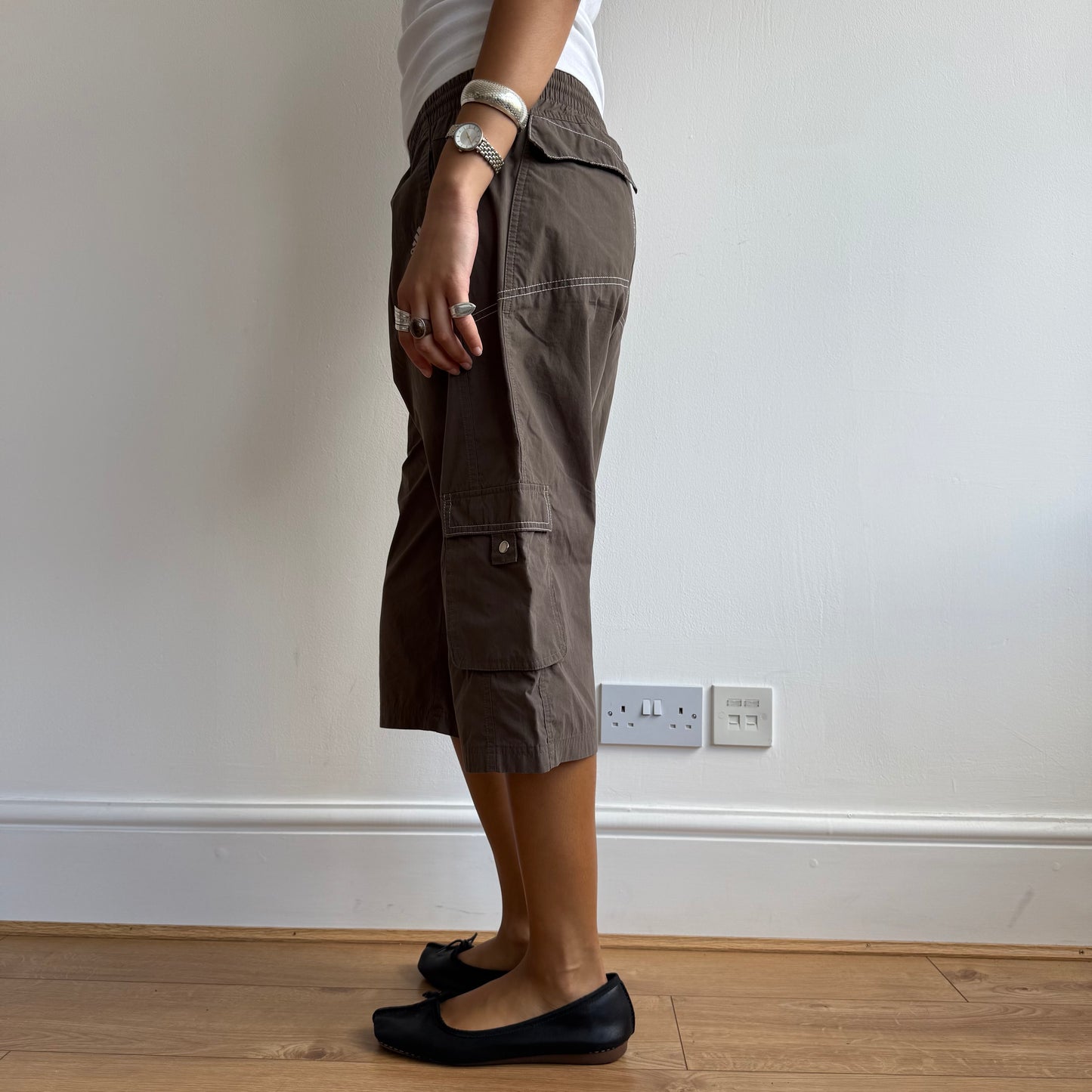 Brown Adidas logo capris - Size S
