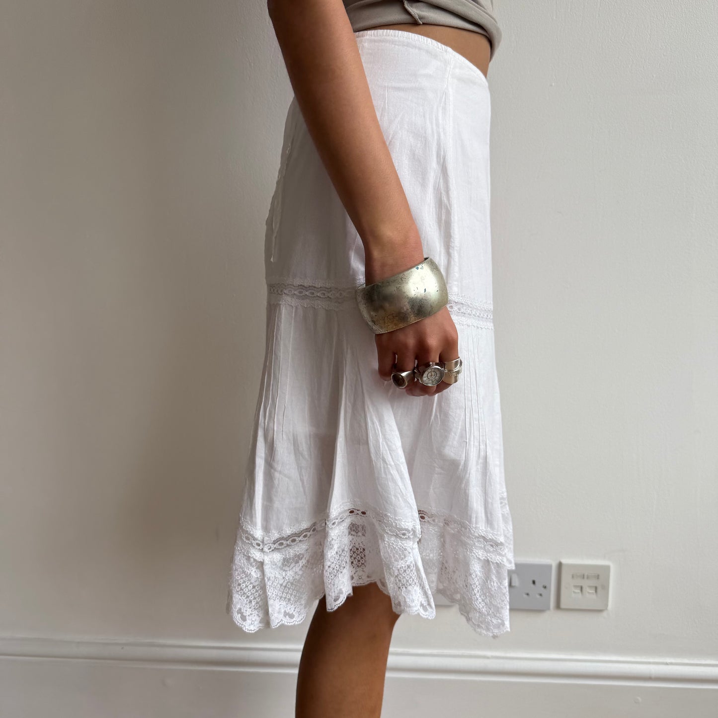 White lace midi skirt - Size S