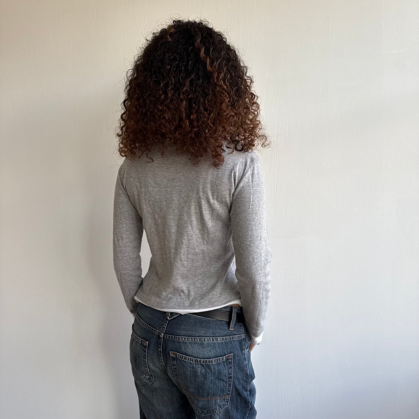 Grey + white double layer top - Size S/M