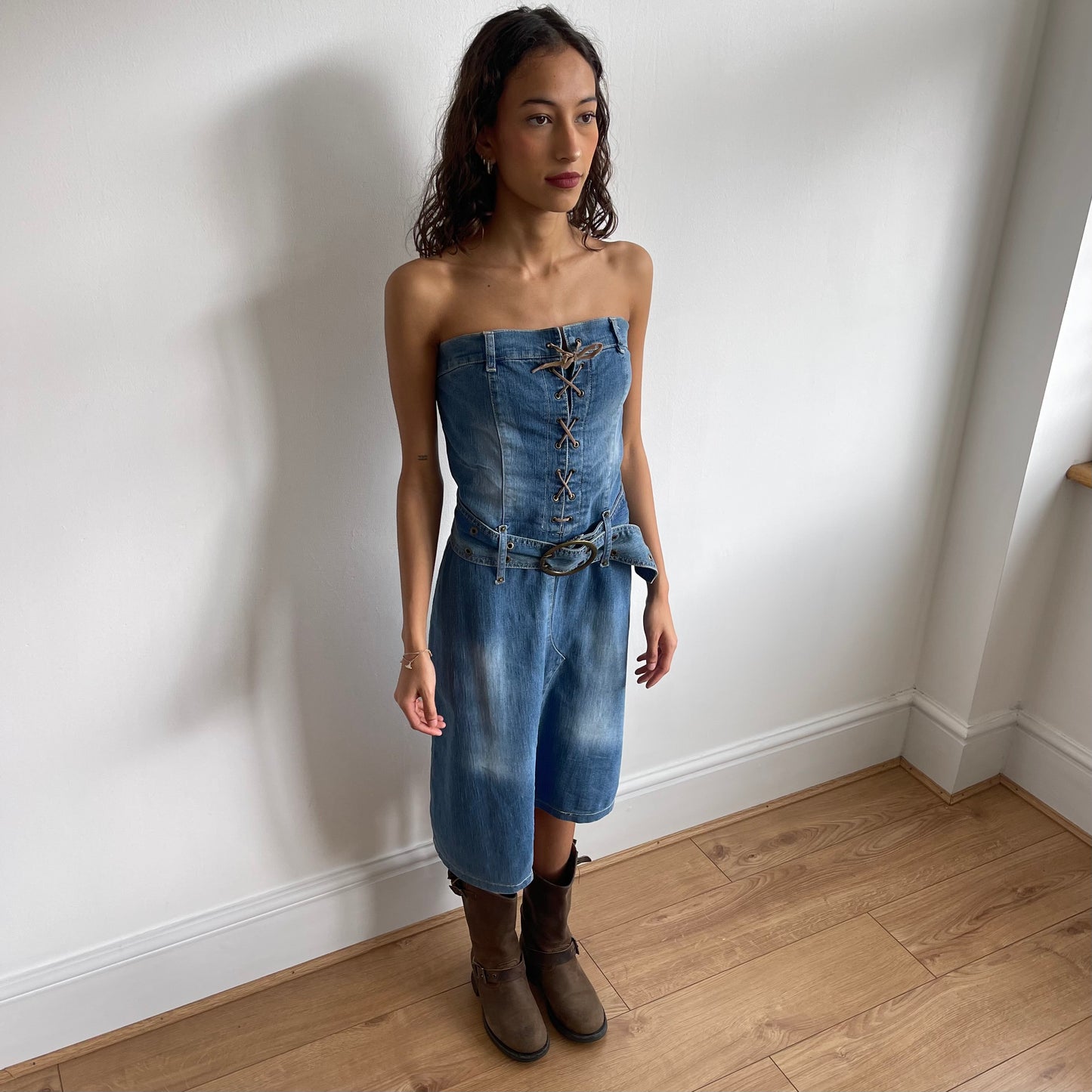 Denim bustier midi dress - Size S/M