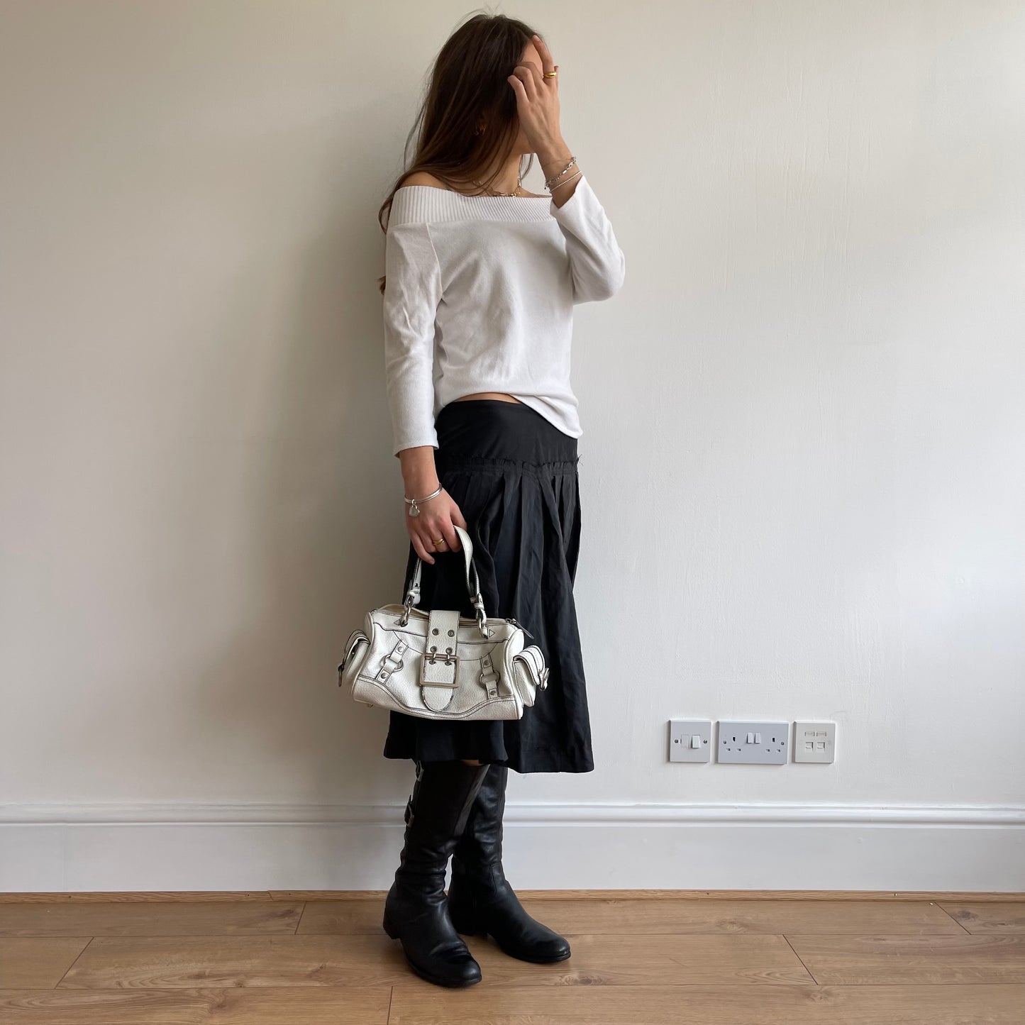 White button bardot jumper - Size M