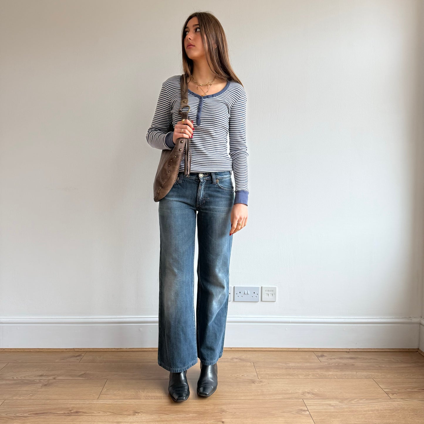 Blue stripe ribbed top - Size S/M