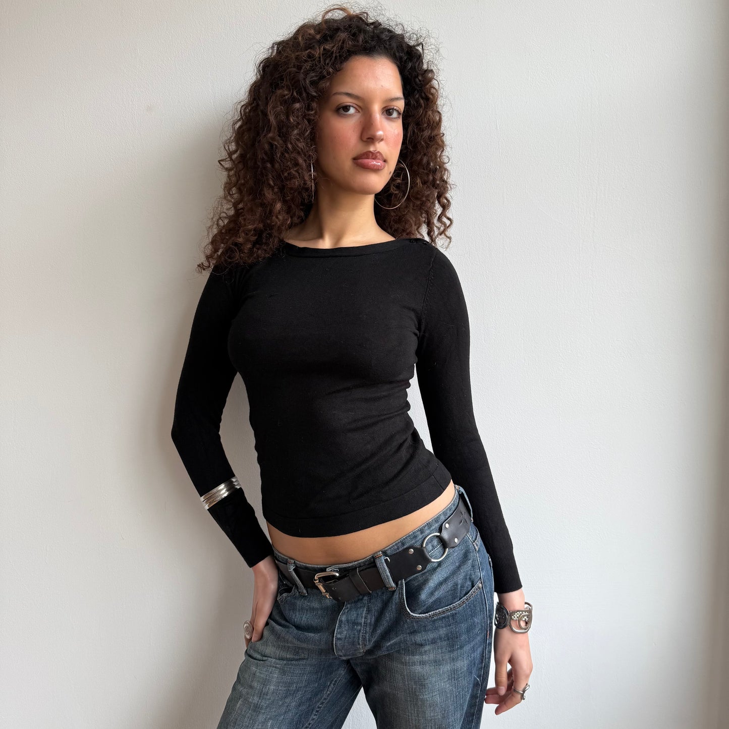 Black boatneck knit - Size S
